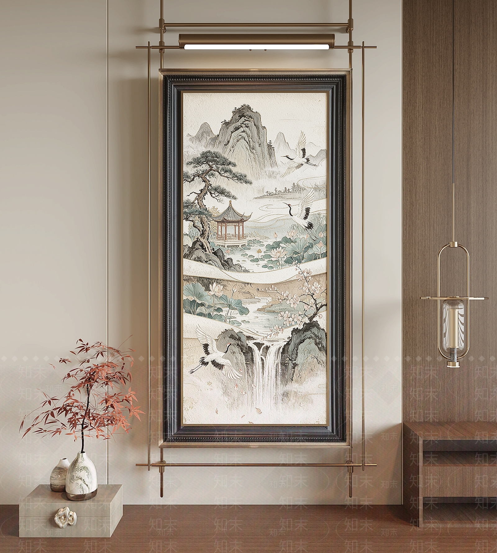 新中式山水画3D模型下载【ID:1232427828】