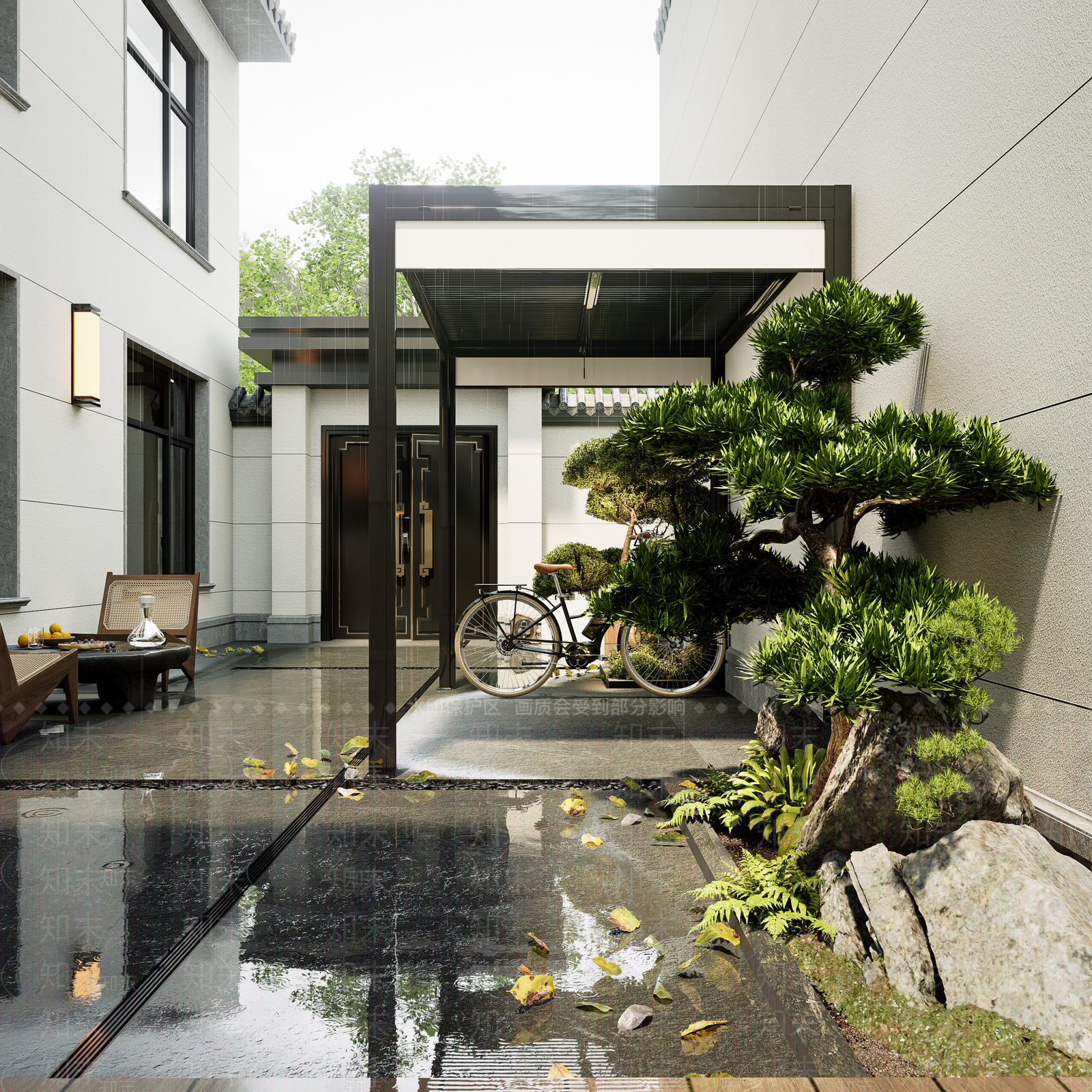 新中式景观庭院3D模型下载【ID:1232435193】