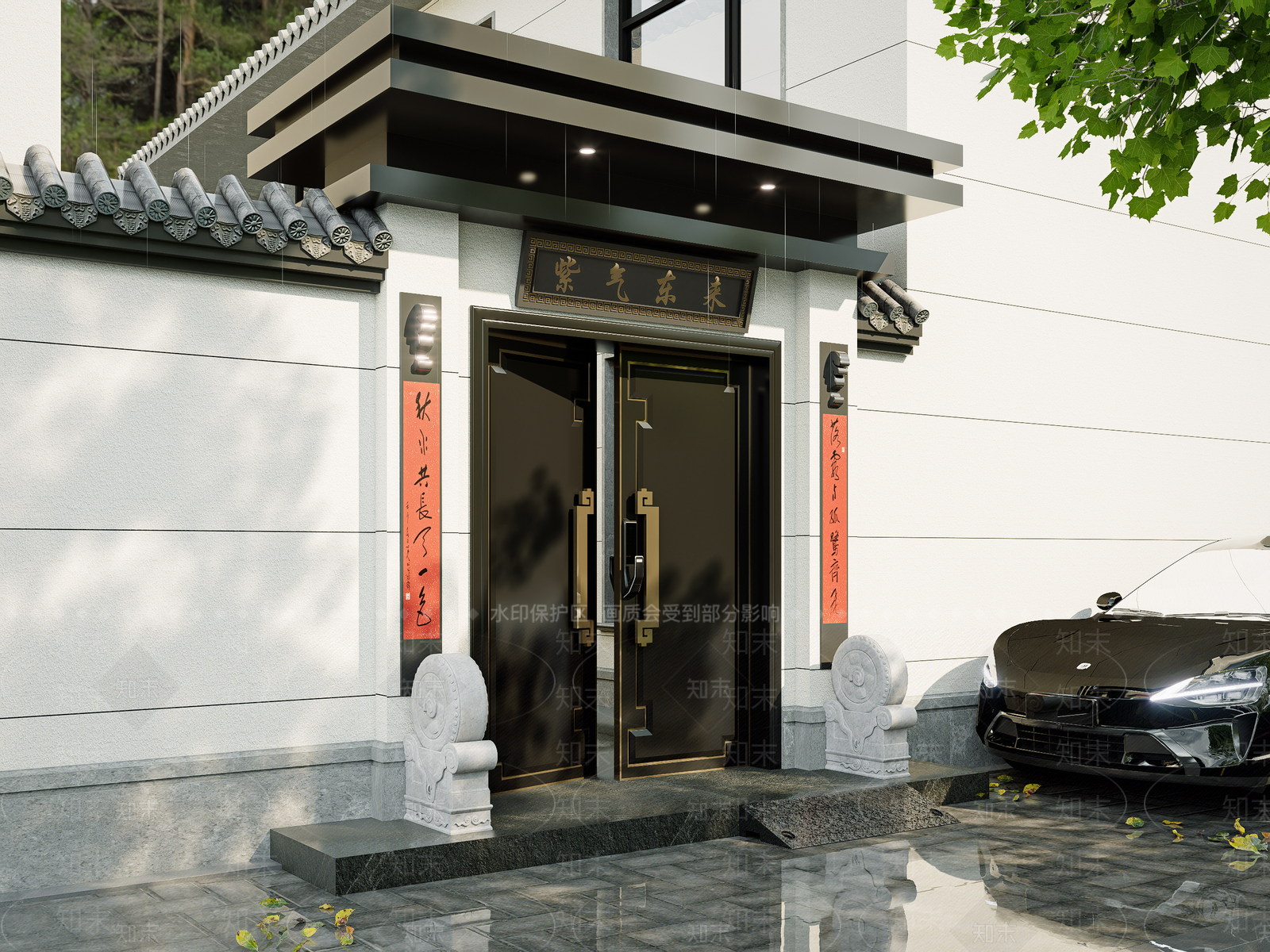 新中式景观庭院3D模型下载【ID:1232435193】
