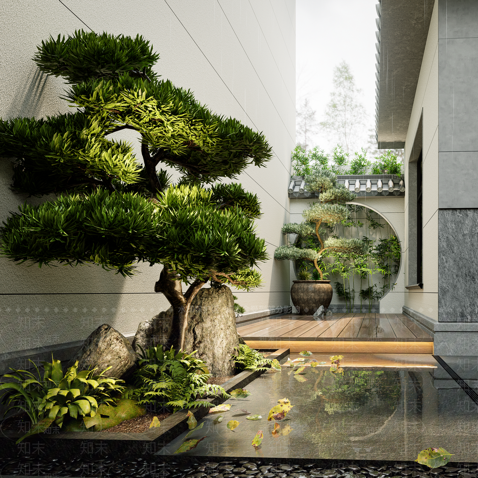 新中式景观庭院3D模型下载【ID:1232435193】