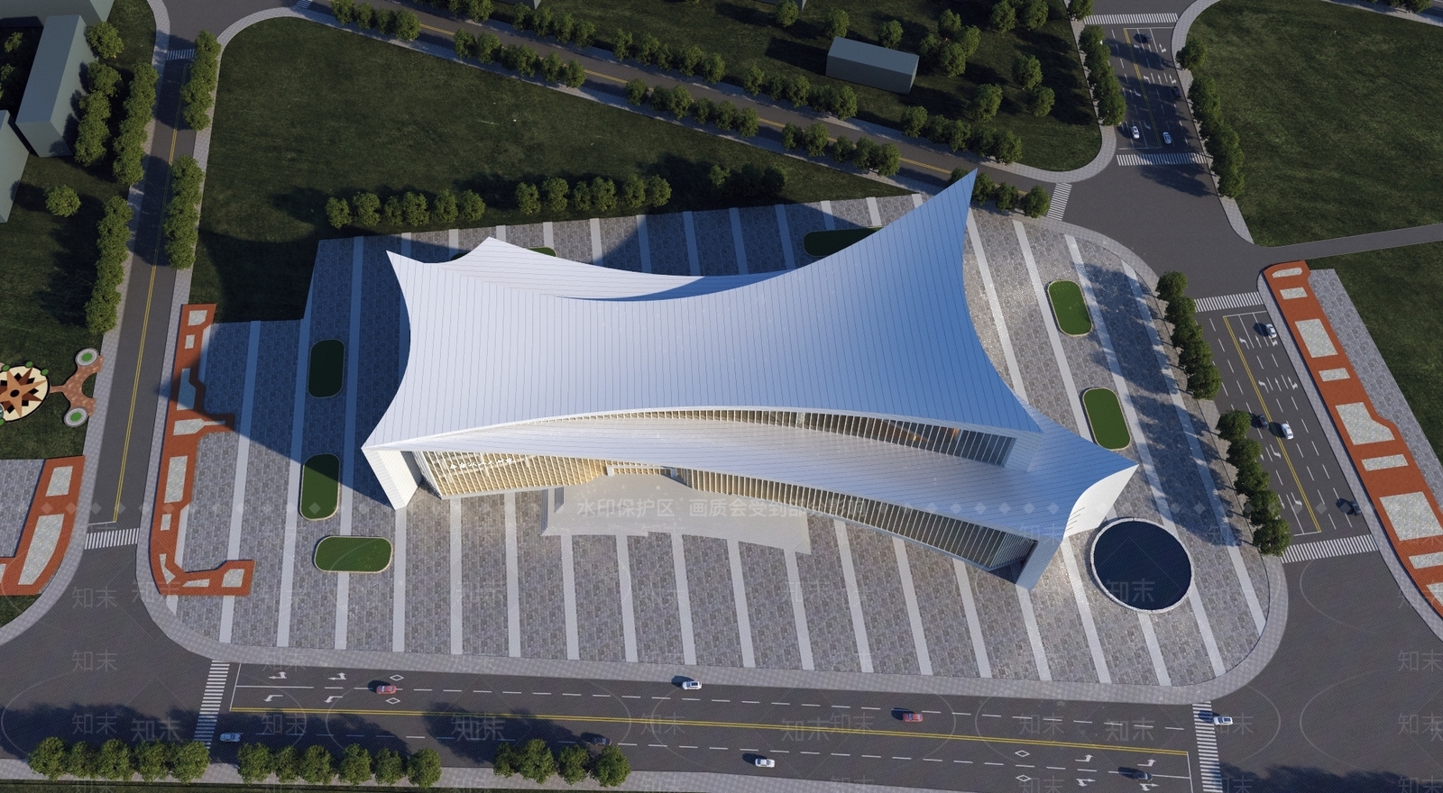 现代主义文化馆3D模型下载【ID:1232435766】