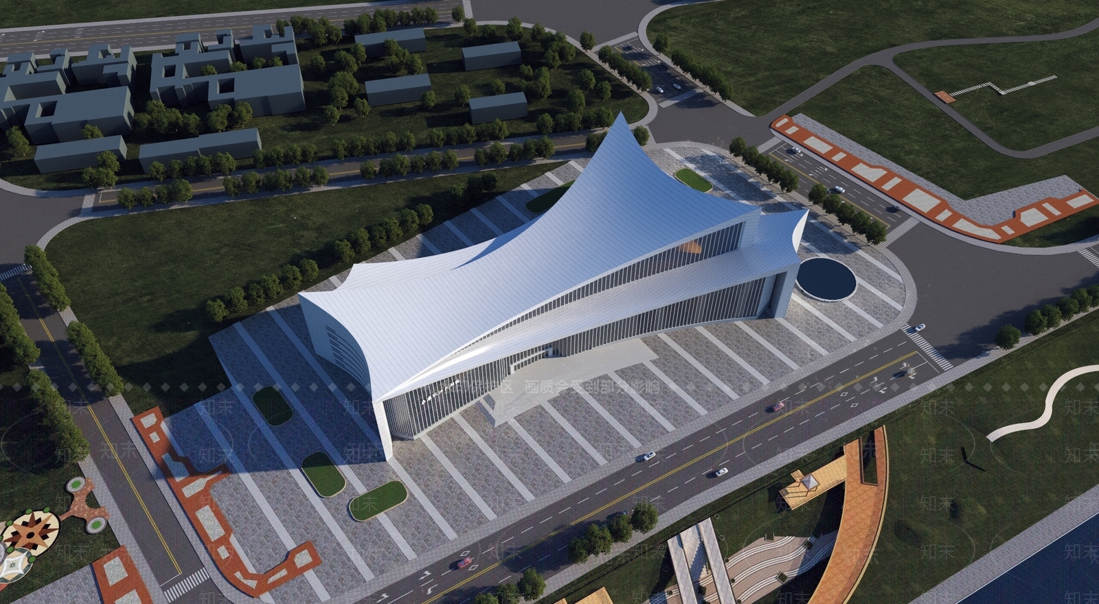 现代主义文化馆3D模型下载【ID:1232435766】