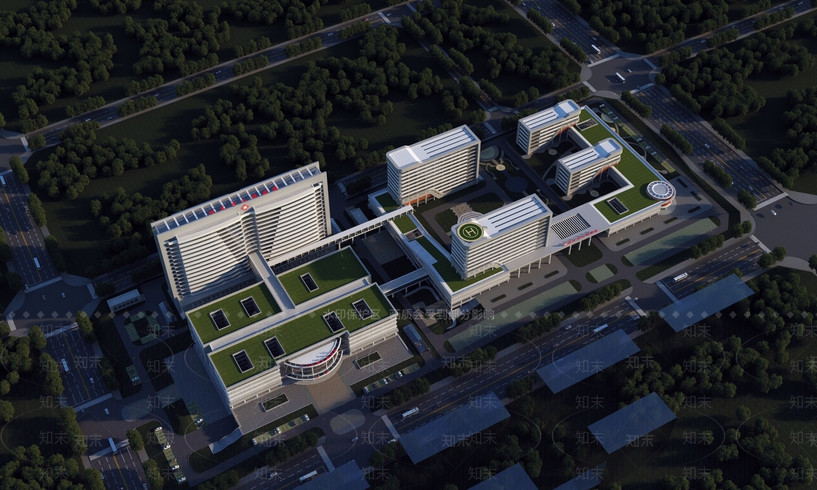 现代主义公共建筑3D模型渲染效果图