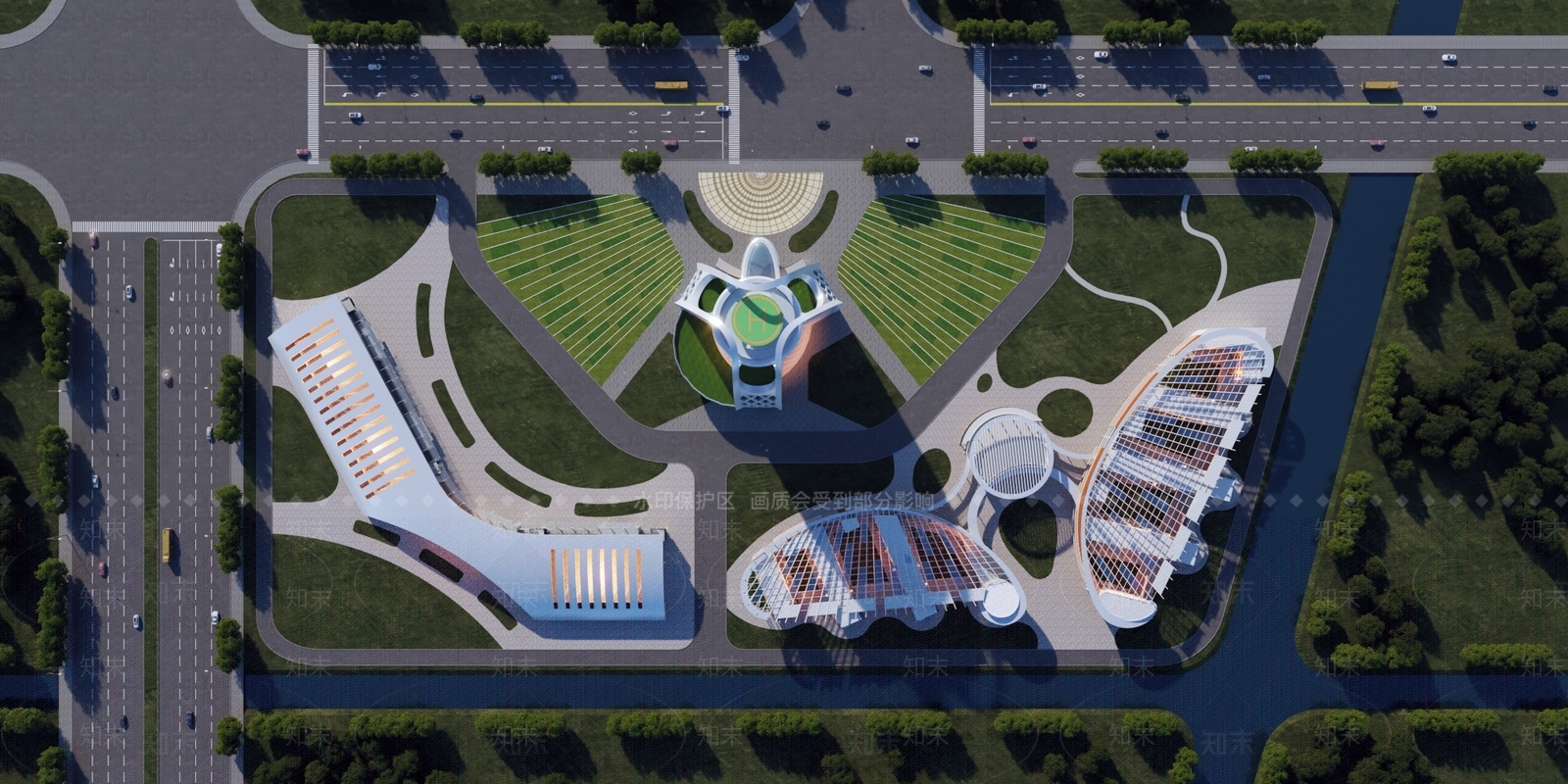 未来主义体育馆外观3D模型下载【ID:1232436646】