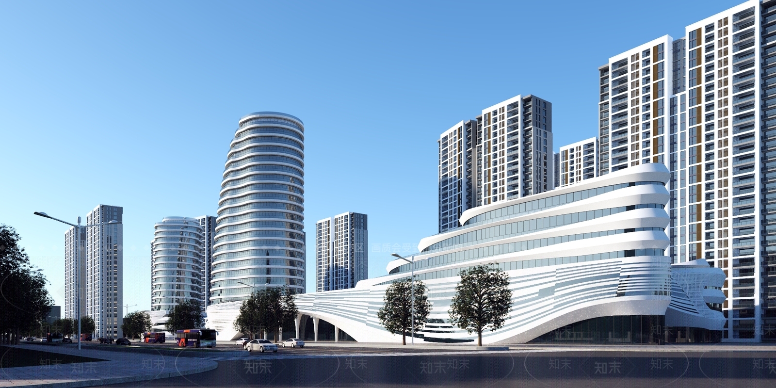 未来主义商业综合体3D模型下载【ID:1232437501】