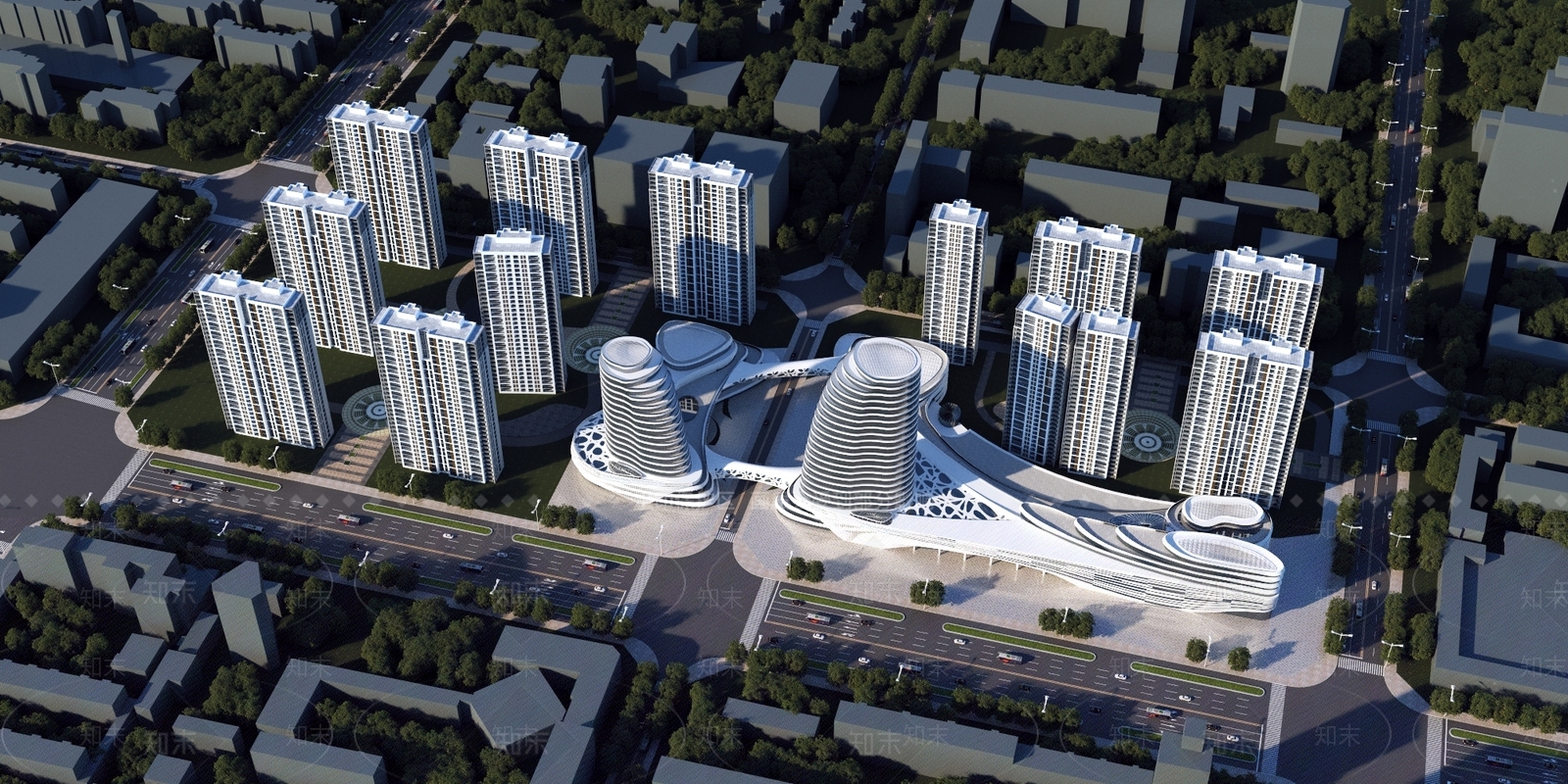 未来主义商业综合体3D模型下载【ID:1232437501】