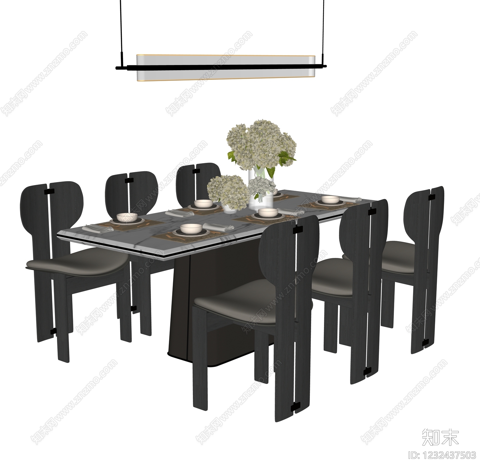 轻奢餐桌椅SU模型下载【ID:1232437503】