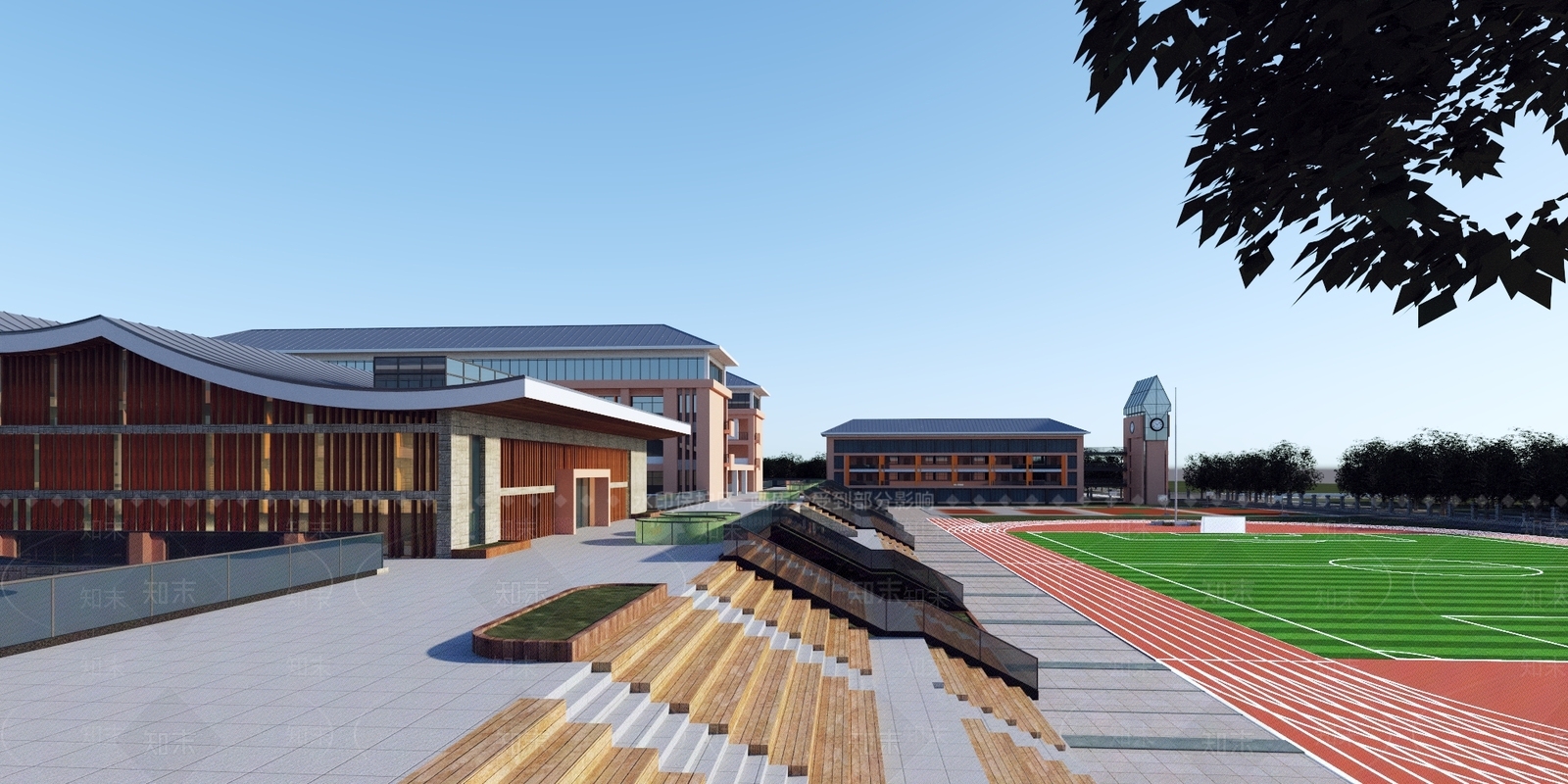 现代主义学校外观3D模型下载【ID:1232437745】