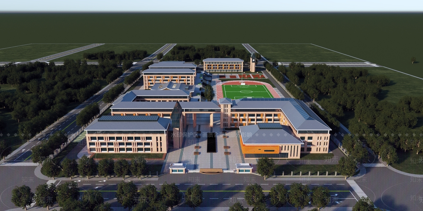 现代主义学校外观3D模型下载【ID:1232437745】