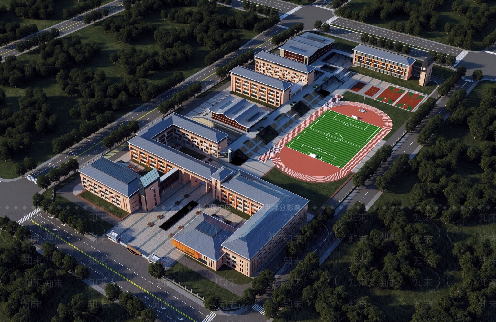 现代主义学校外观3D模型下载【ID:1232437745】
