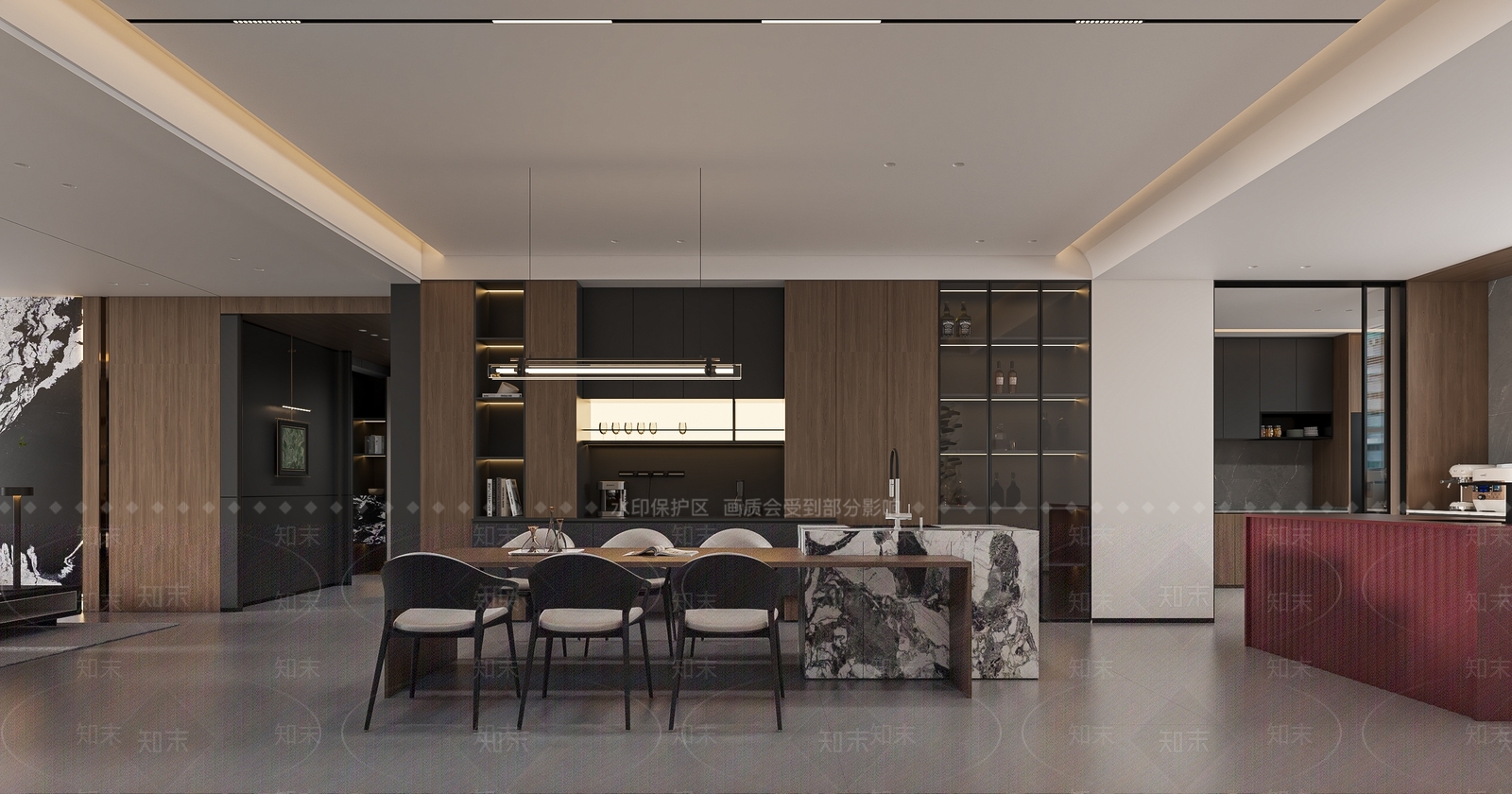 意式极简岛台餐厅3D模型下载【ID:1232440560】