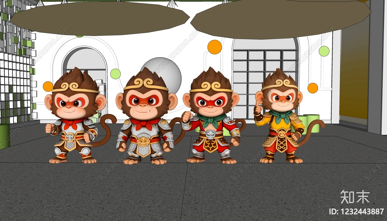 现代雕塑摆件SU模型下载【ID:1232443887】