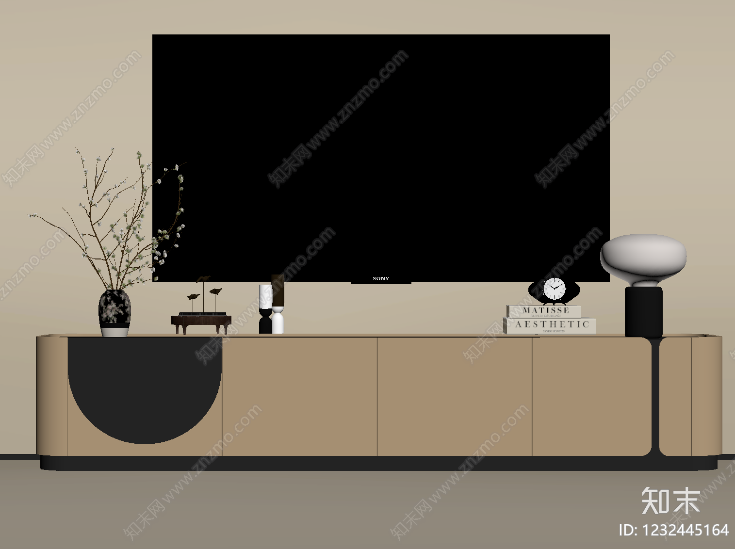 奶油风电视柜SU模型下载【ID:1232445164】