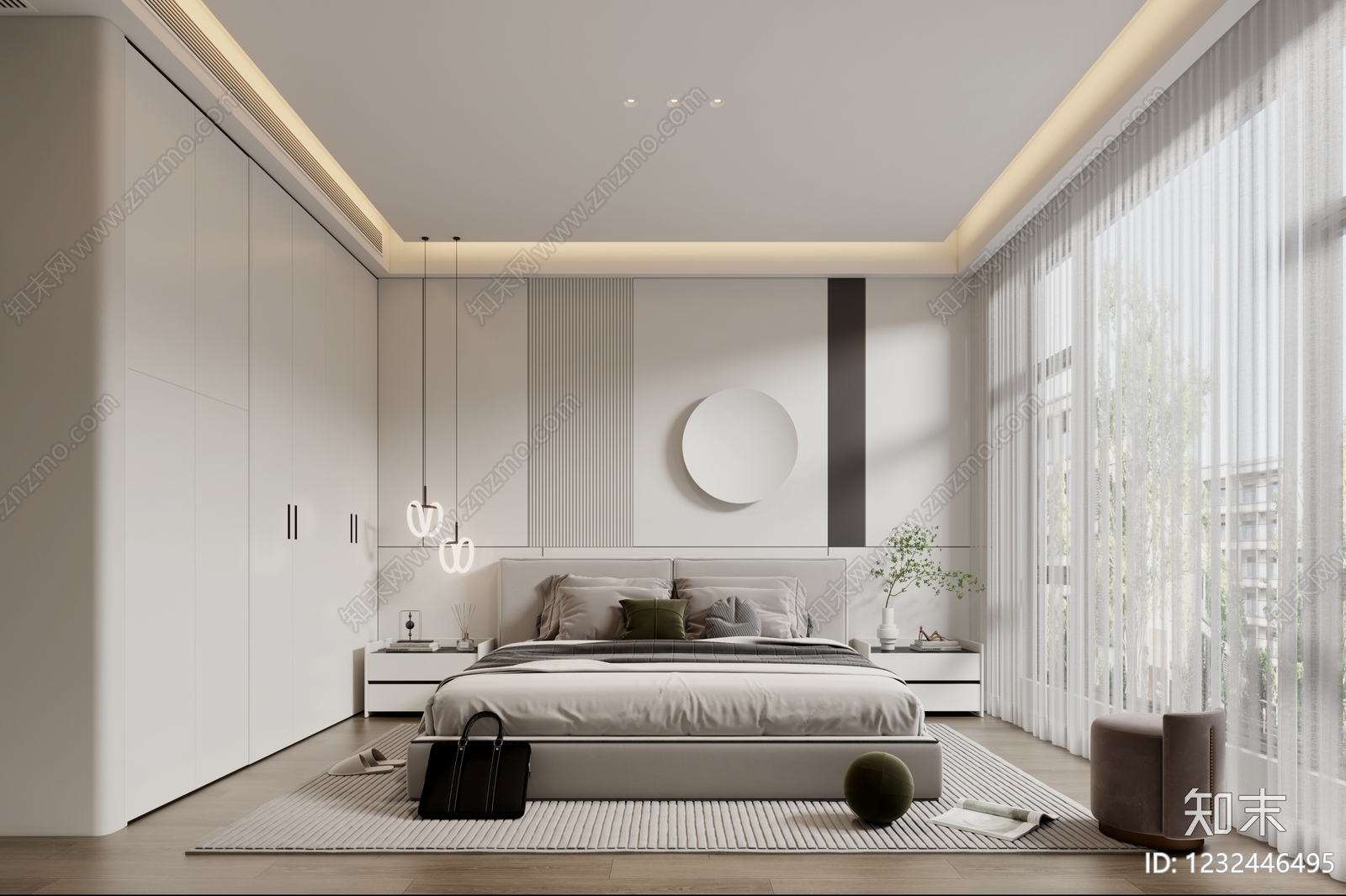 现代简约主卧3D模型下载【ID:1232446495】