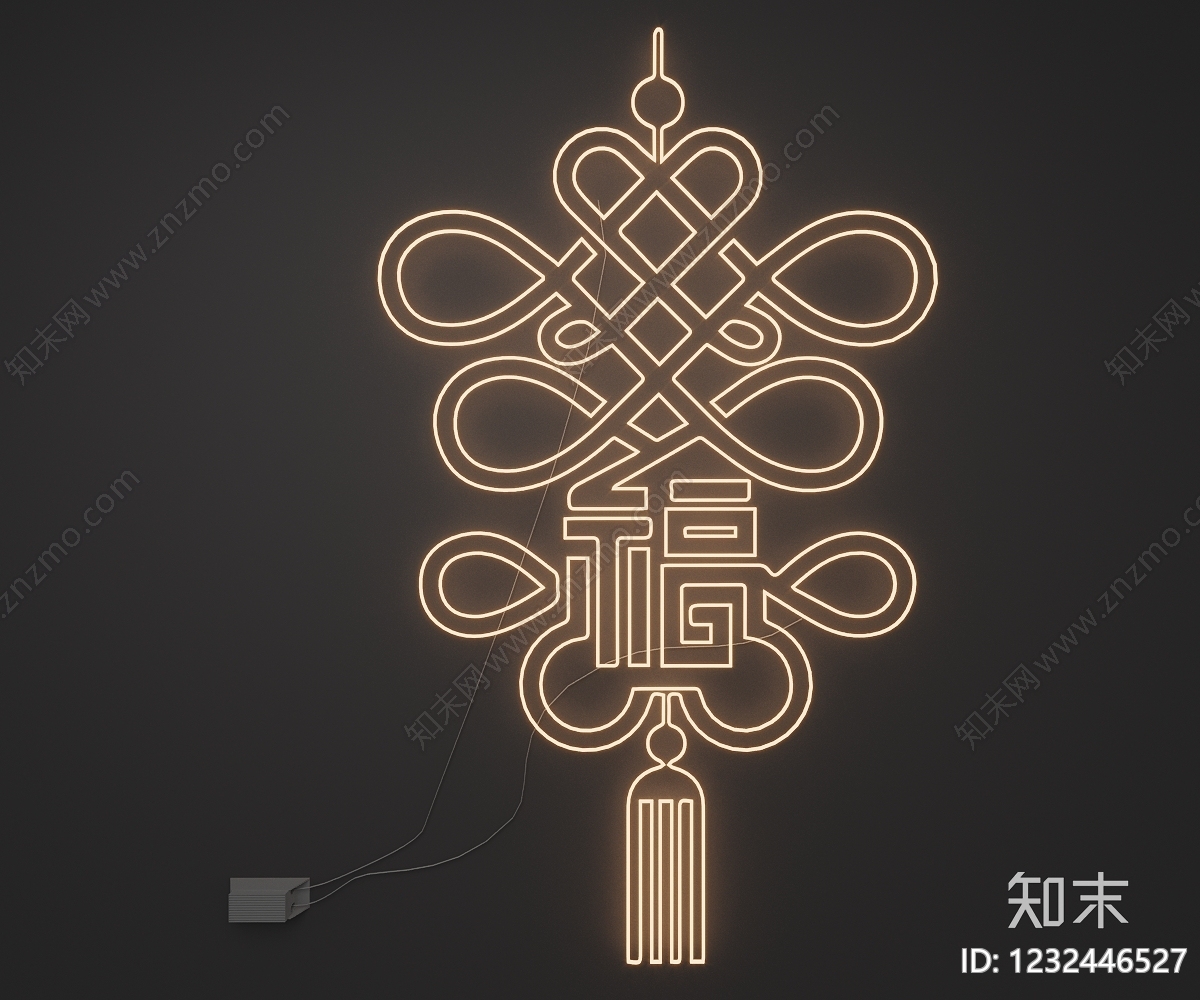 新中式霓虹灯SU模型下载【ID:1232446527】