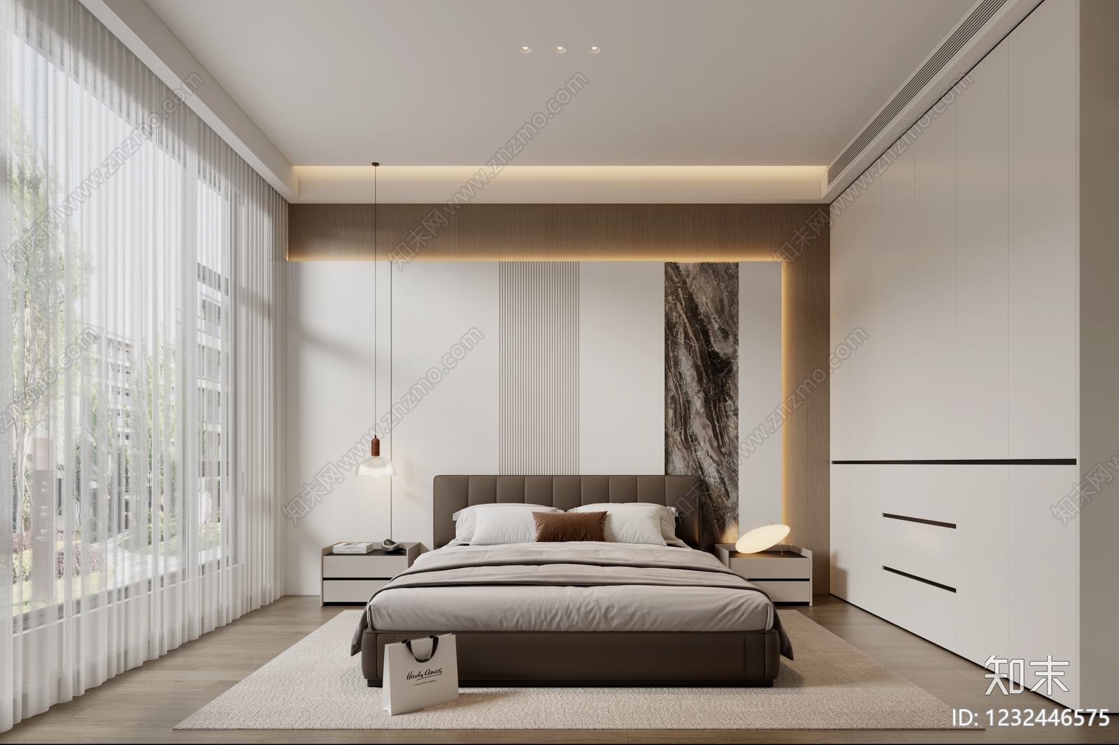 现代简约主卧3D模型下载【ID:1232446575】