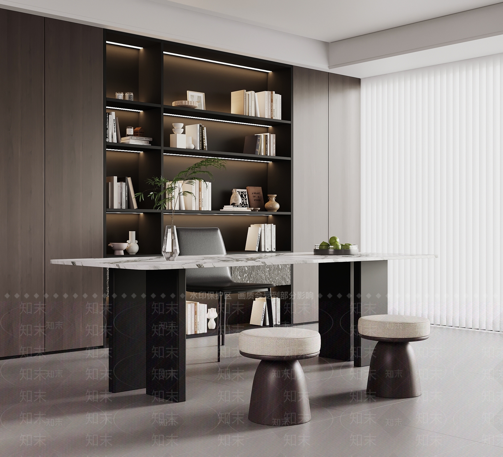 意式极简书房3D模型下载【ID:1232446884】