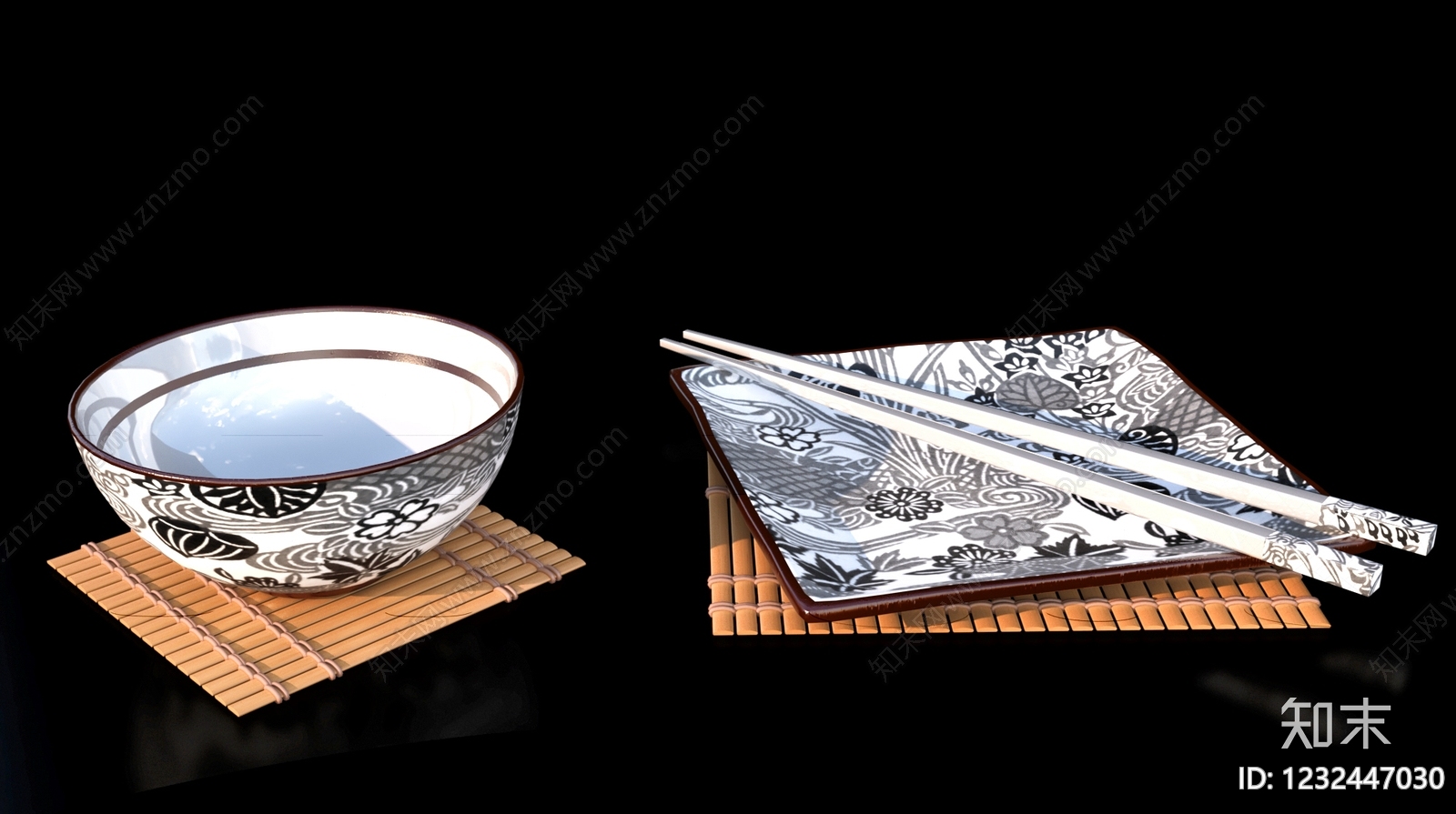 日式餐具3D模型下载【ID:1232447030】