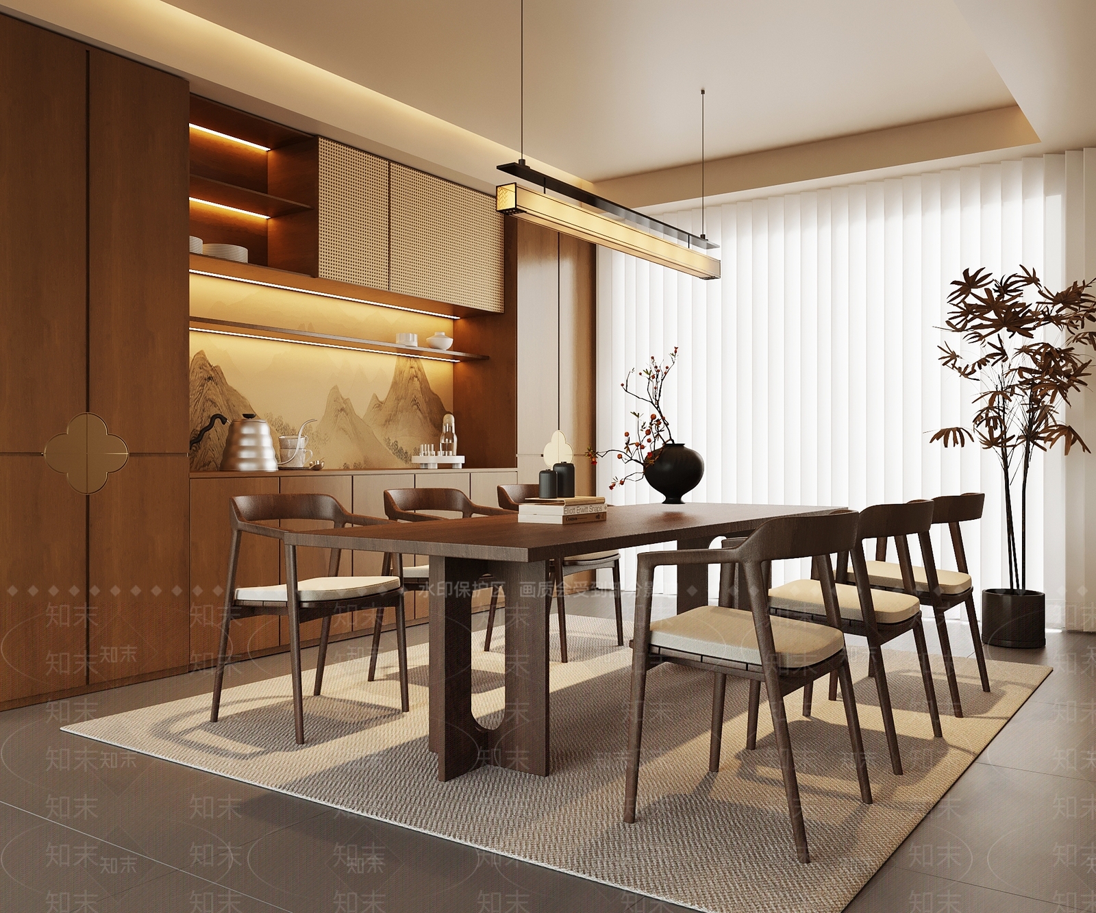 新中式宋式餐厅3D模型下载【ID:1232447268】