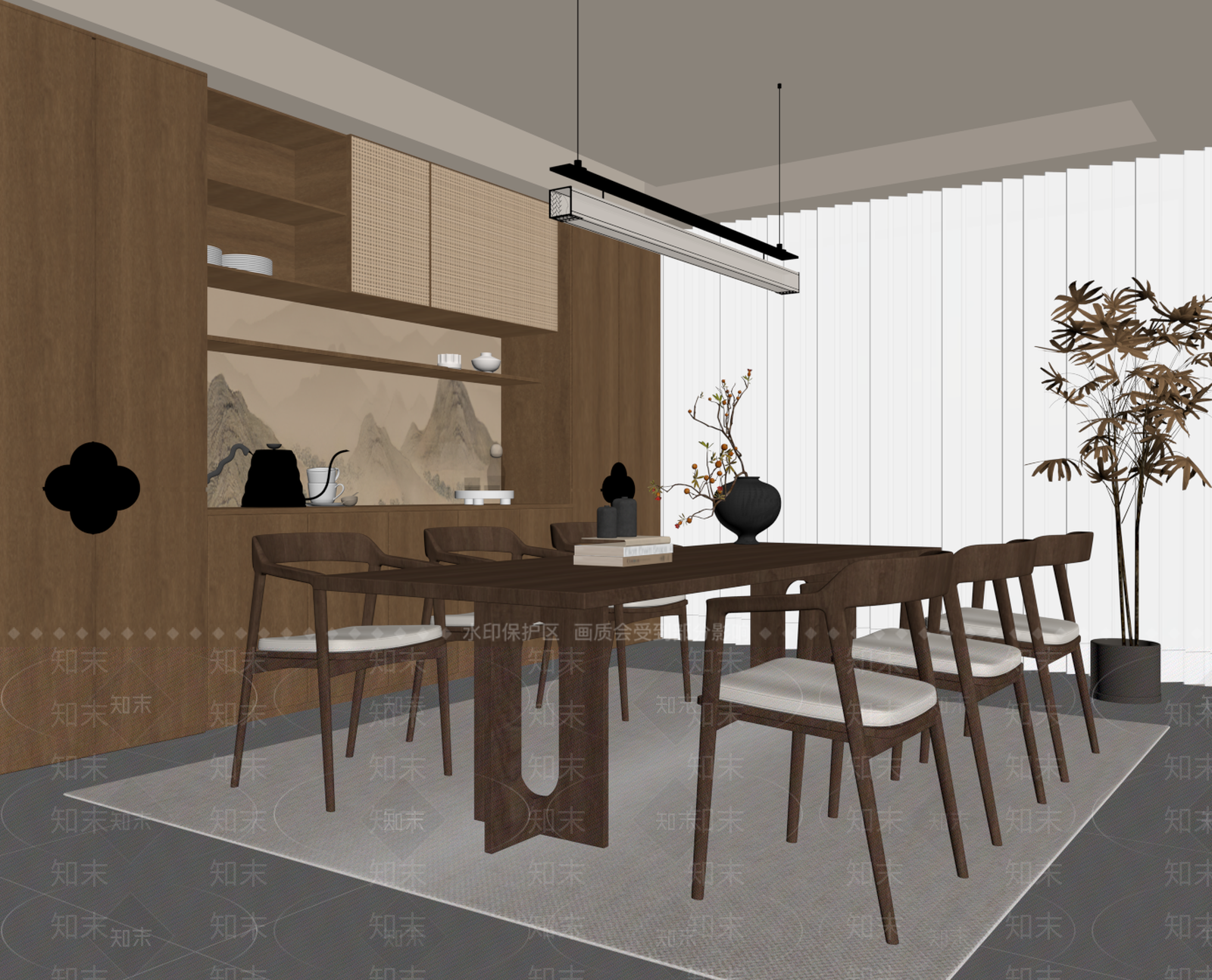 中古风家居餐厅SU模型下载【ID:1232447361】