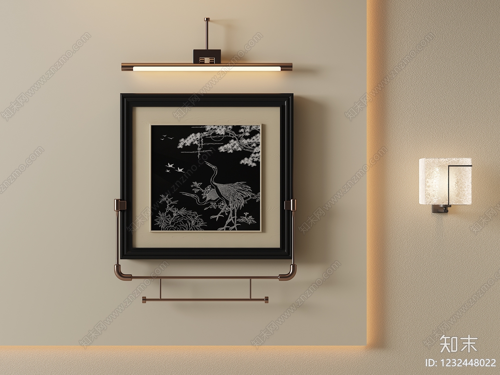 新中式挂画SU模型下载【ID:1232448022】