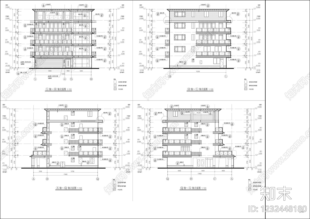 别墅建筑cad施工图下载【ID:1232448180】