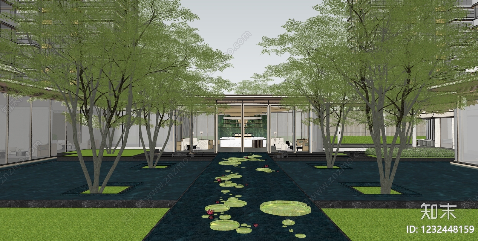 轻奢小区景观SU模型下载【ID:1232448159】