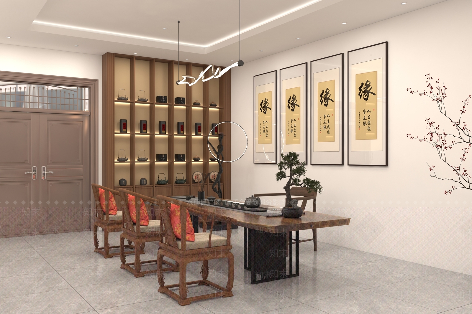 新中式茶馆SU模型下载【ID:1232448427】