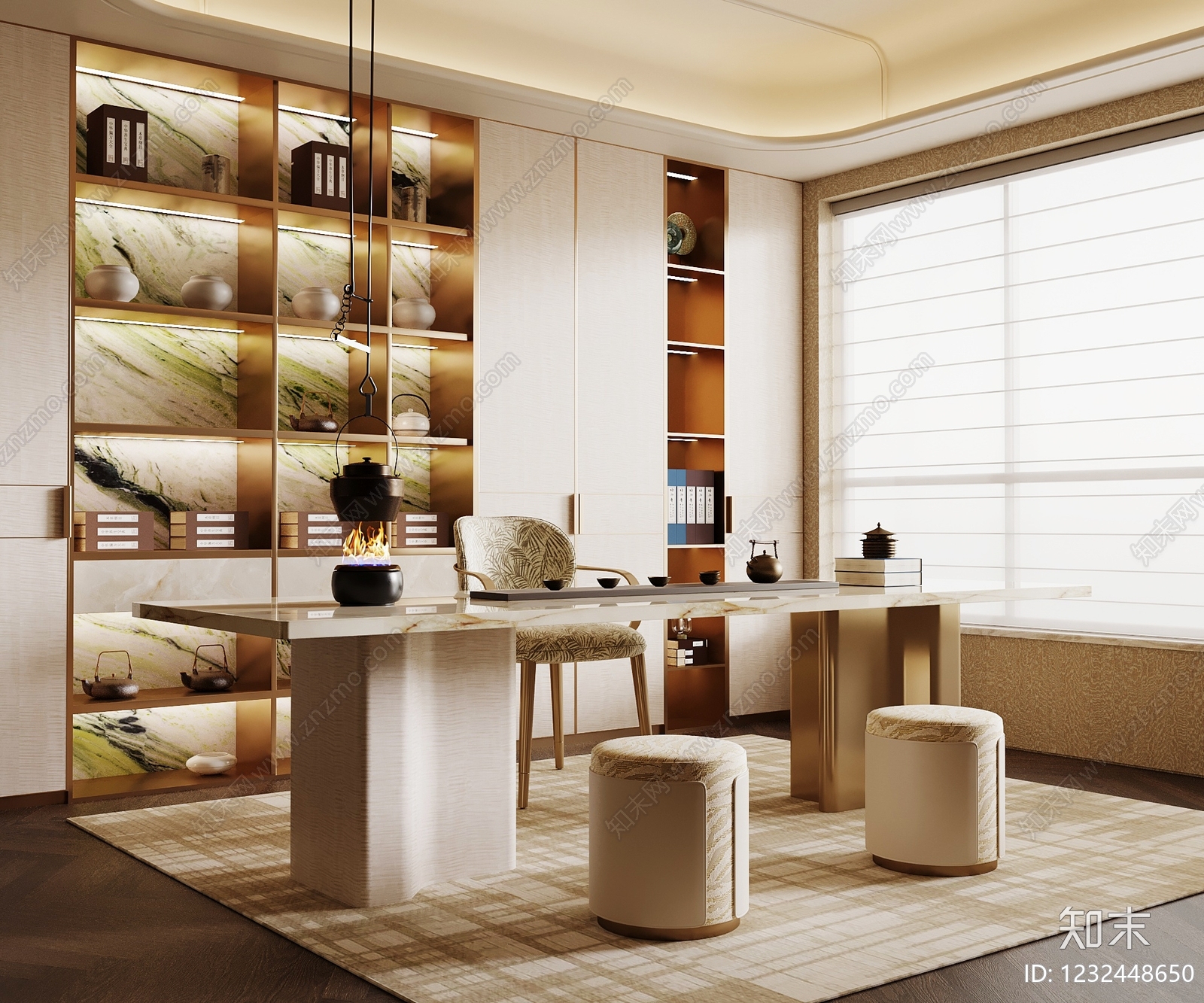 新中式茶室3D模型下载【ID:1232448650】