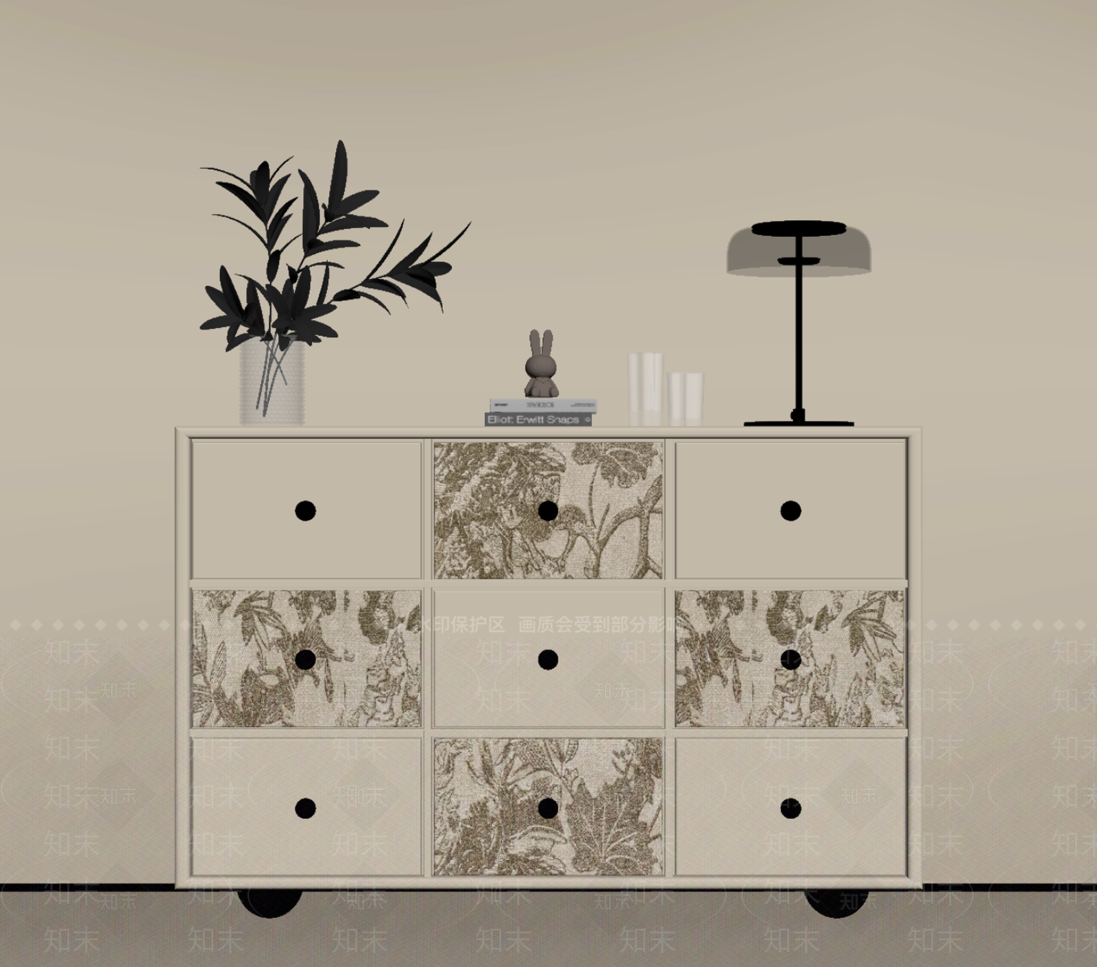 奶油风斗柜SU模型下载【ID:1232449031】