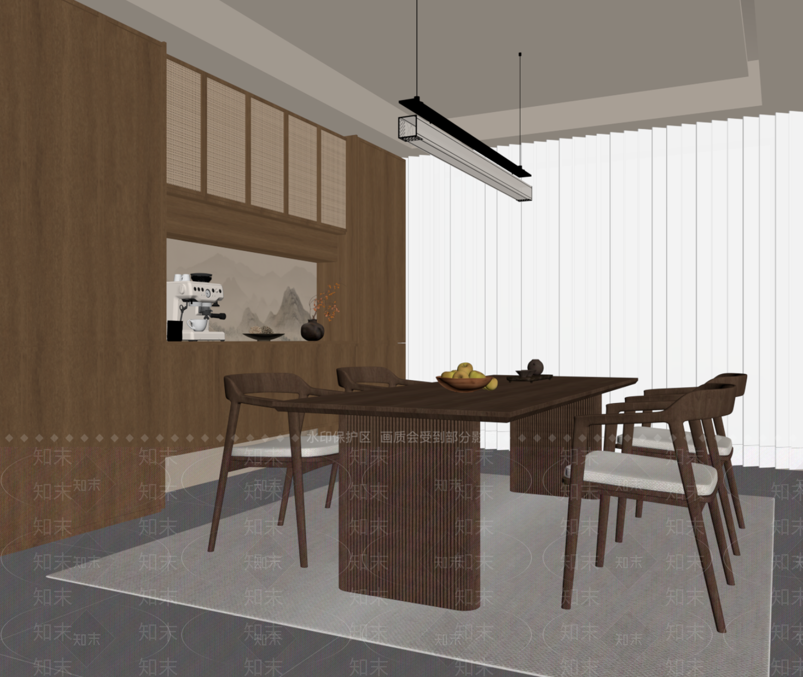 新中式家居餐厅SU模型下载【ID:1232449504】