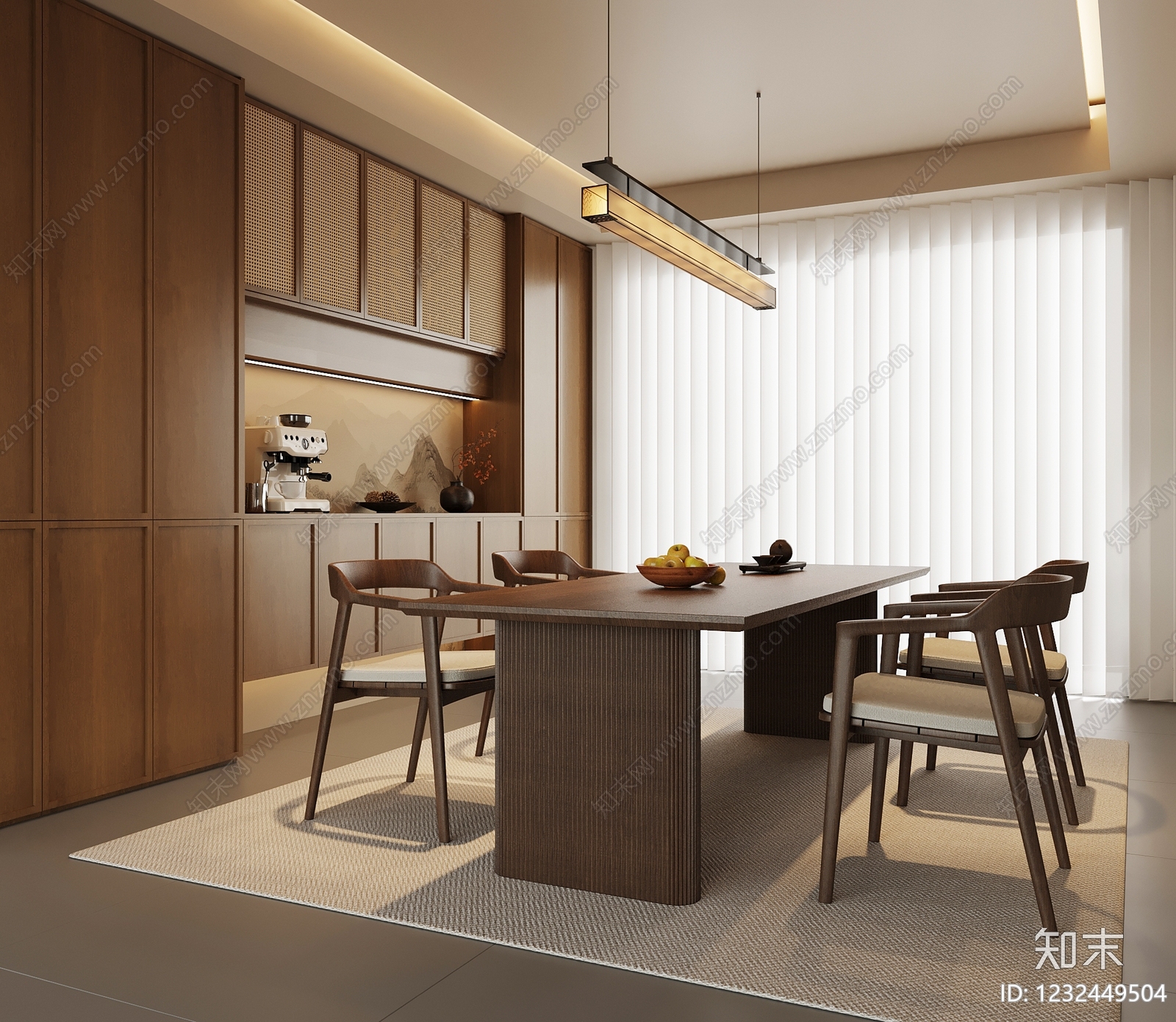 新中式家居餐厅SU模型下载【ID:1232449504】