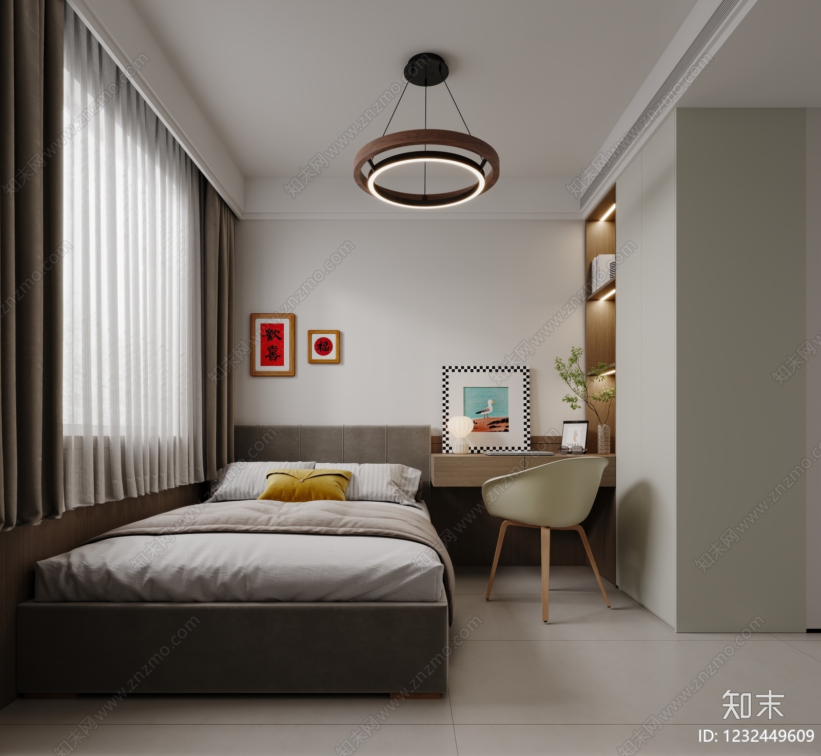 现代简约家居卧室3D模型下载【ID:1232449609】