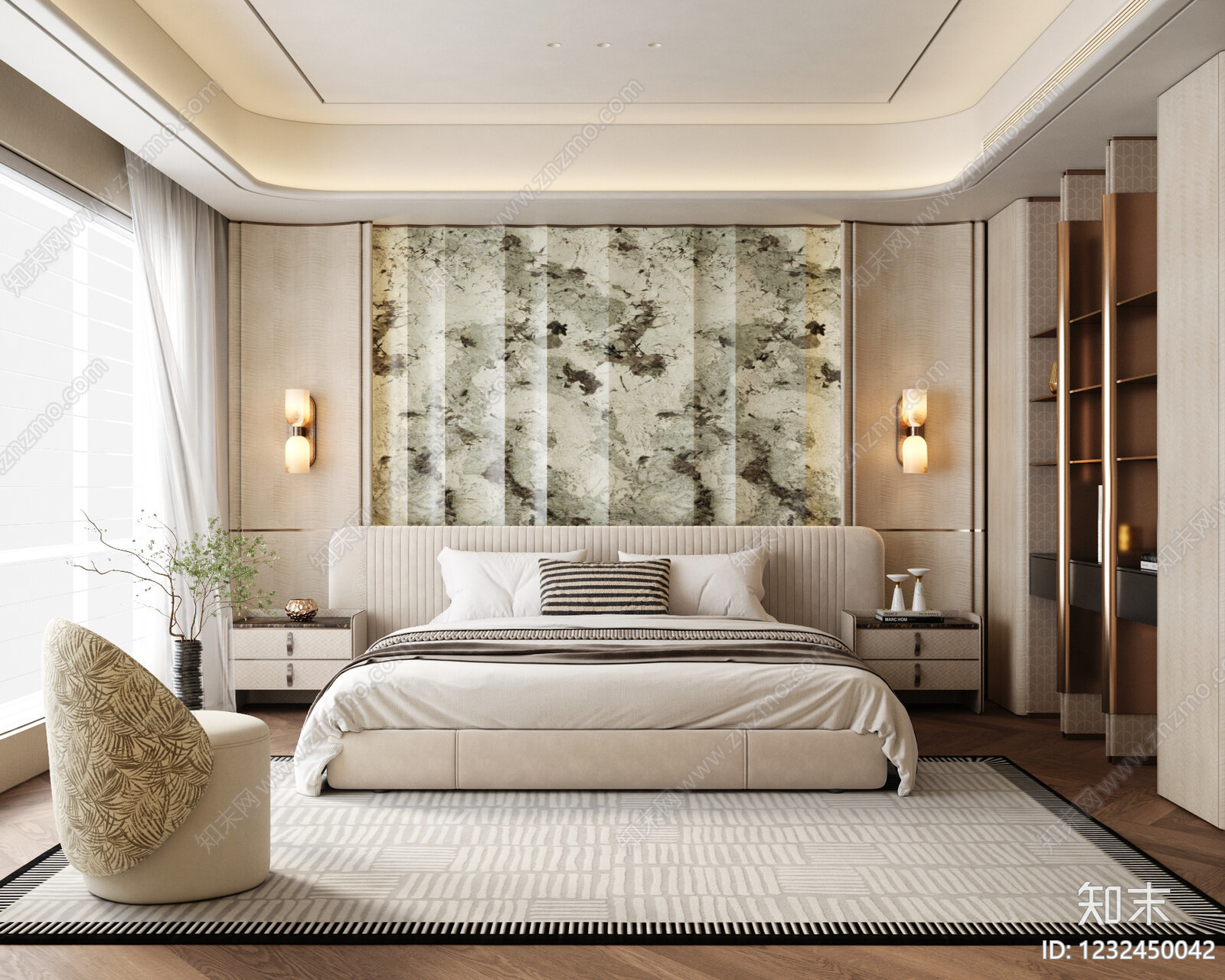 轻奢主卧SU模型下载【ID:1232450042】