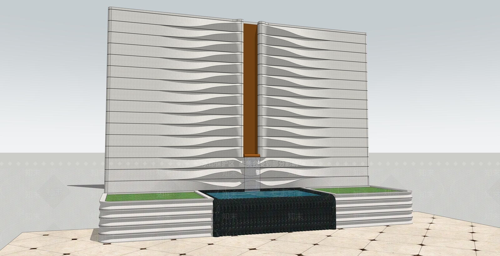 现代主义景观水墙3D模型下载【ID:1232451530】
