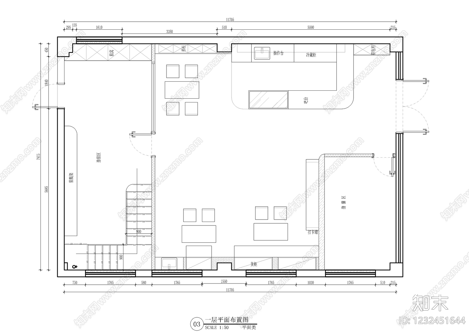 宠物店cad施工图下载【ID:1232451644】