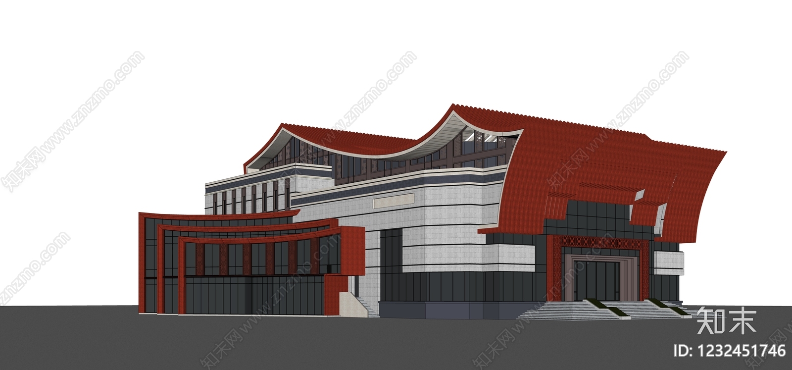 新中式其他文化场馆SU模型下载【ID:1232451746】