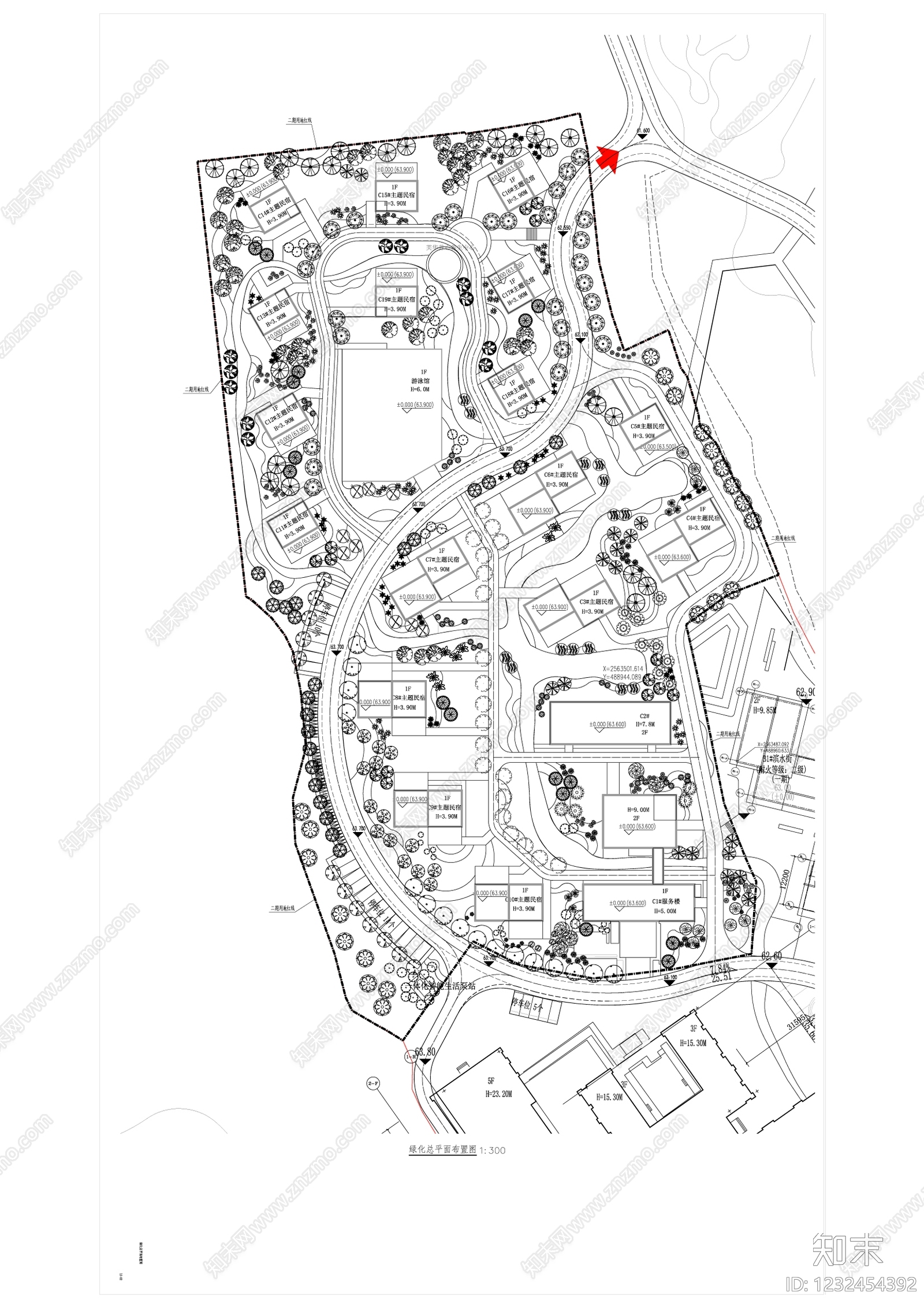 度假村景观cad施工图下载【ID:1232454392】