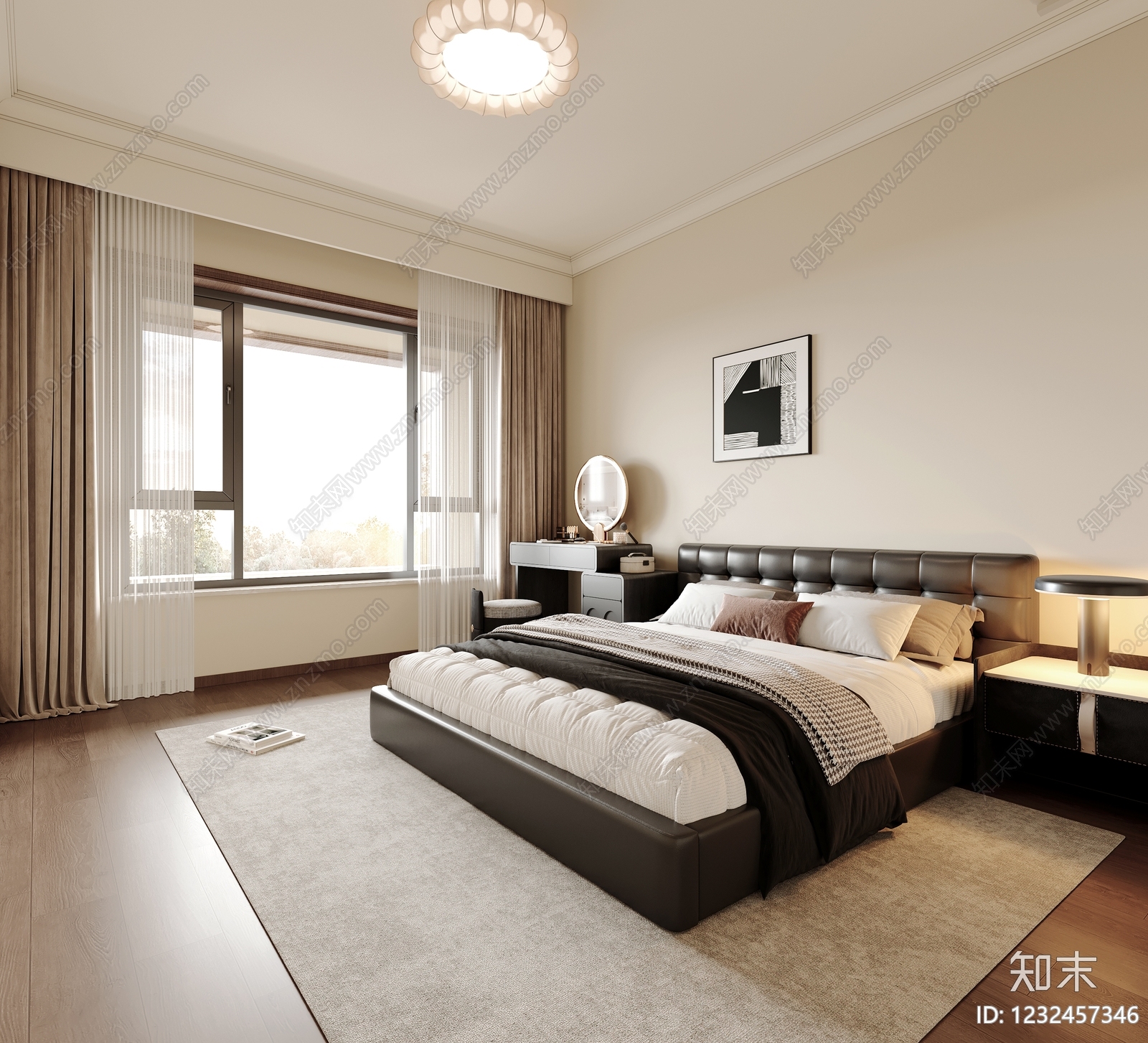 现代简约主卧3D模型下载【ID:1232457346】