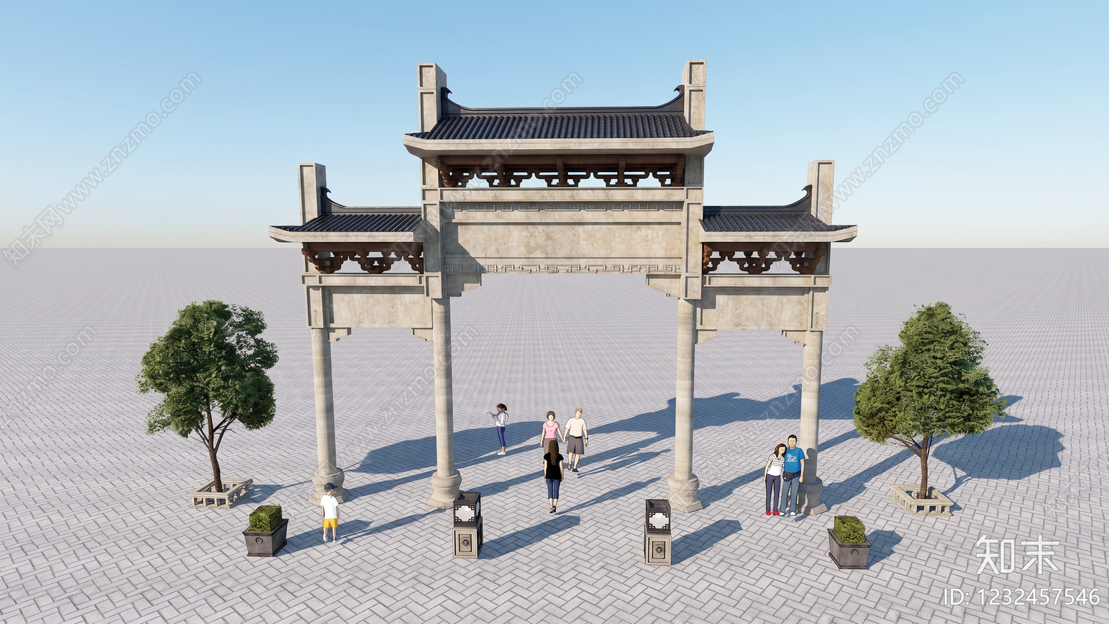 中式古建古建筑SU模型下载【ID:1232457546】