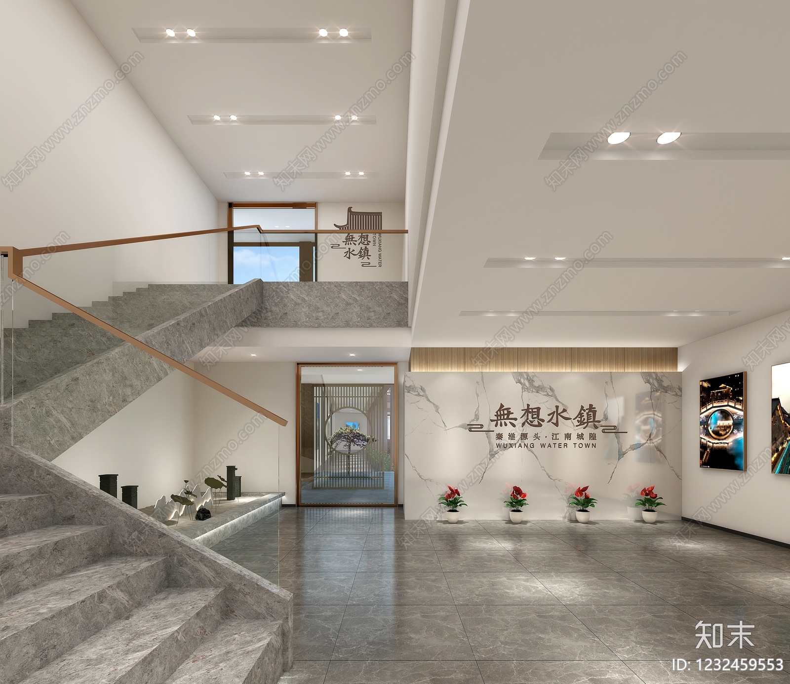 新中式酒店大堂3D模型下载【ID:1232459553】