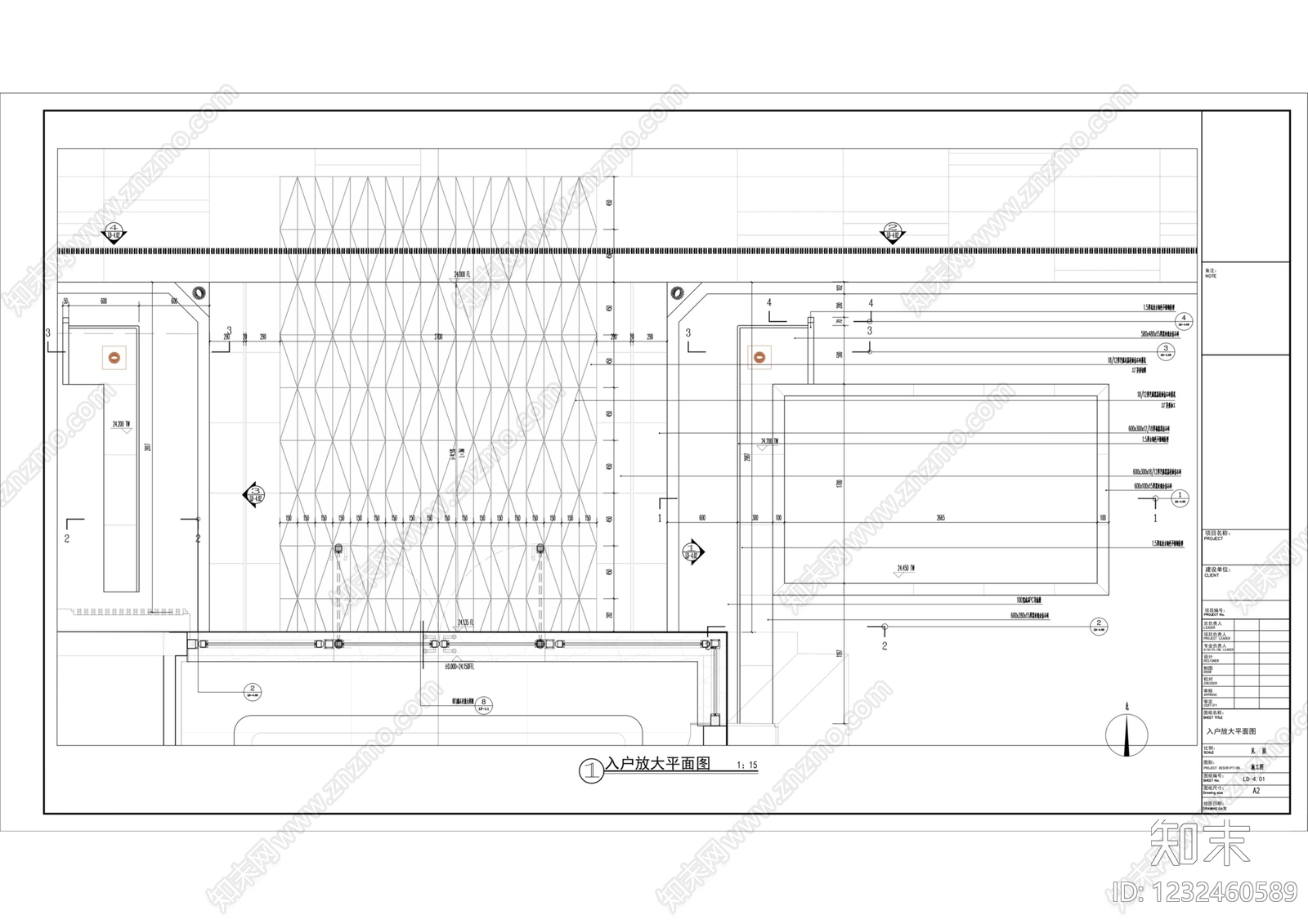 景墙cad施工图下载【ID:1232460589】