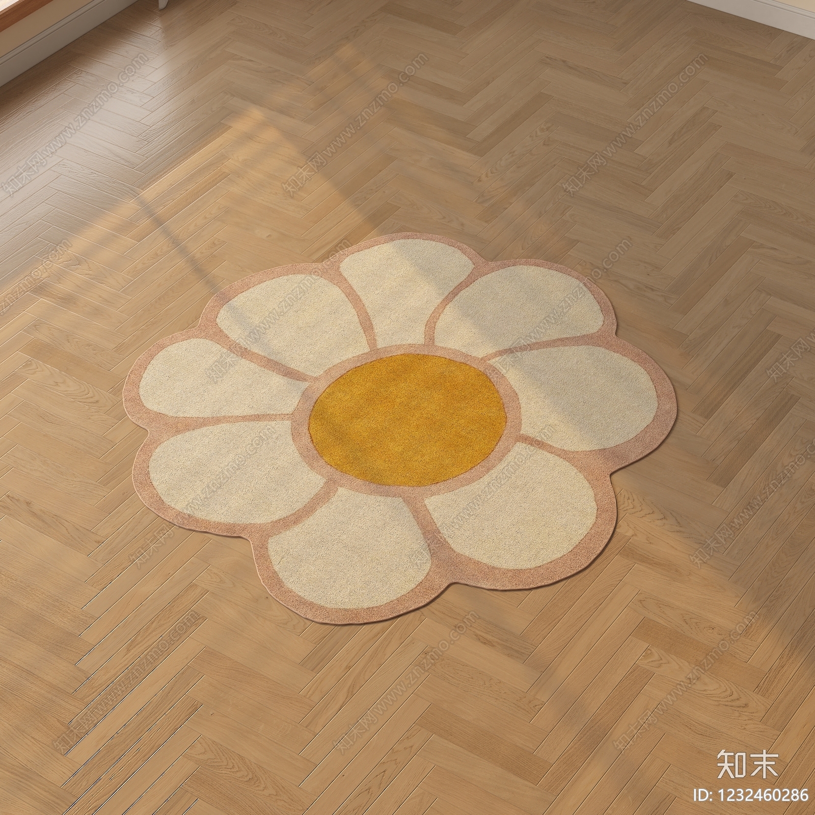 原木风异形地毯3D模型渲染效果图