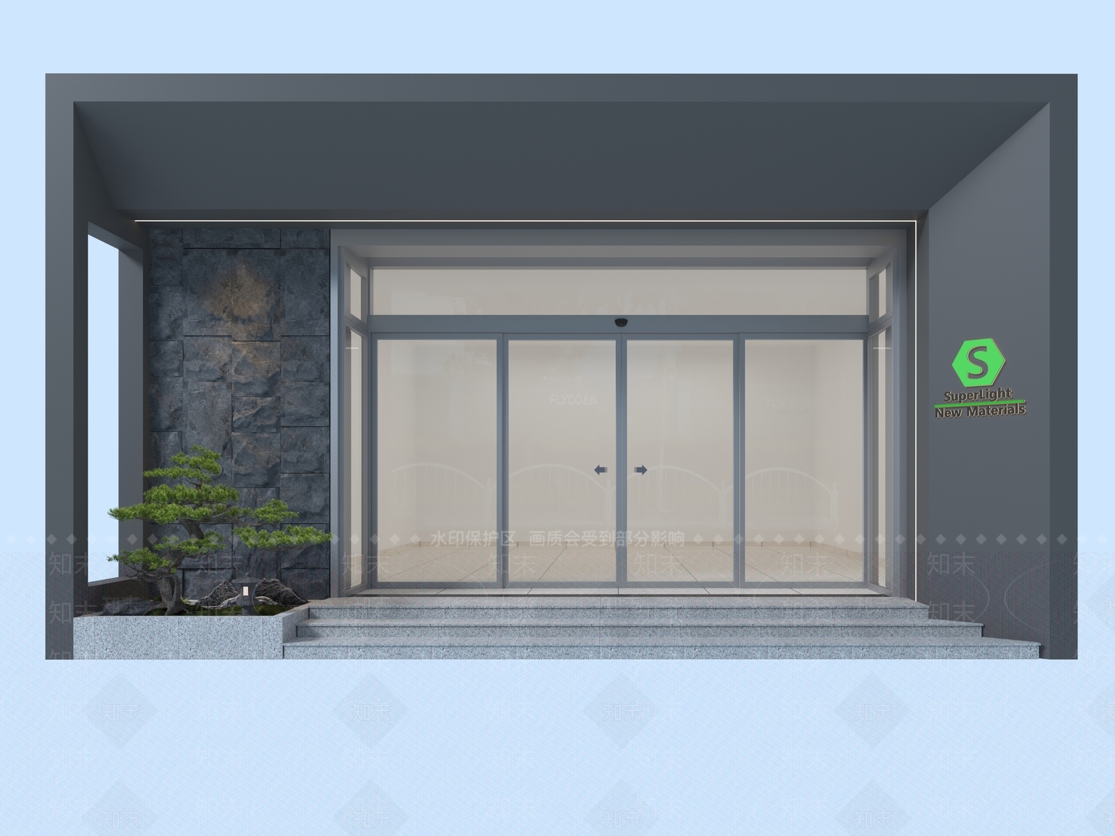 新中式感应门3D模型下载【ID:1232460768】