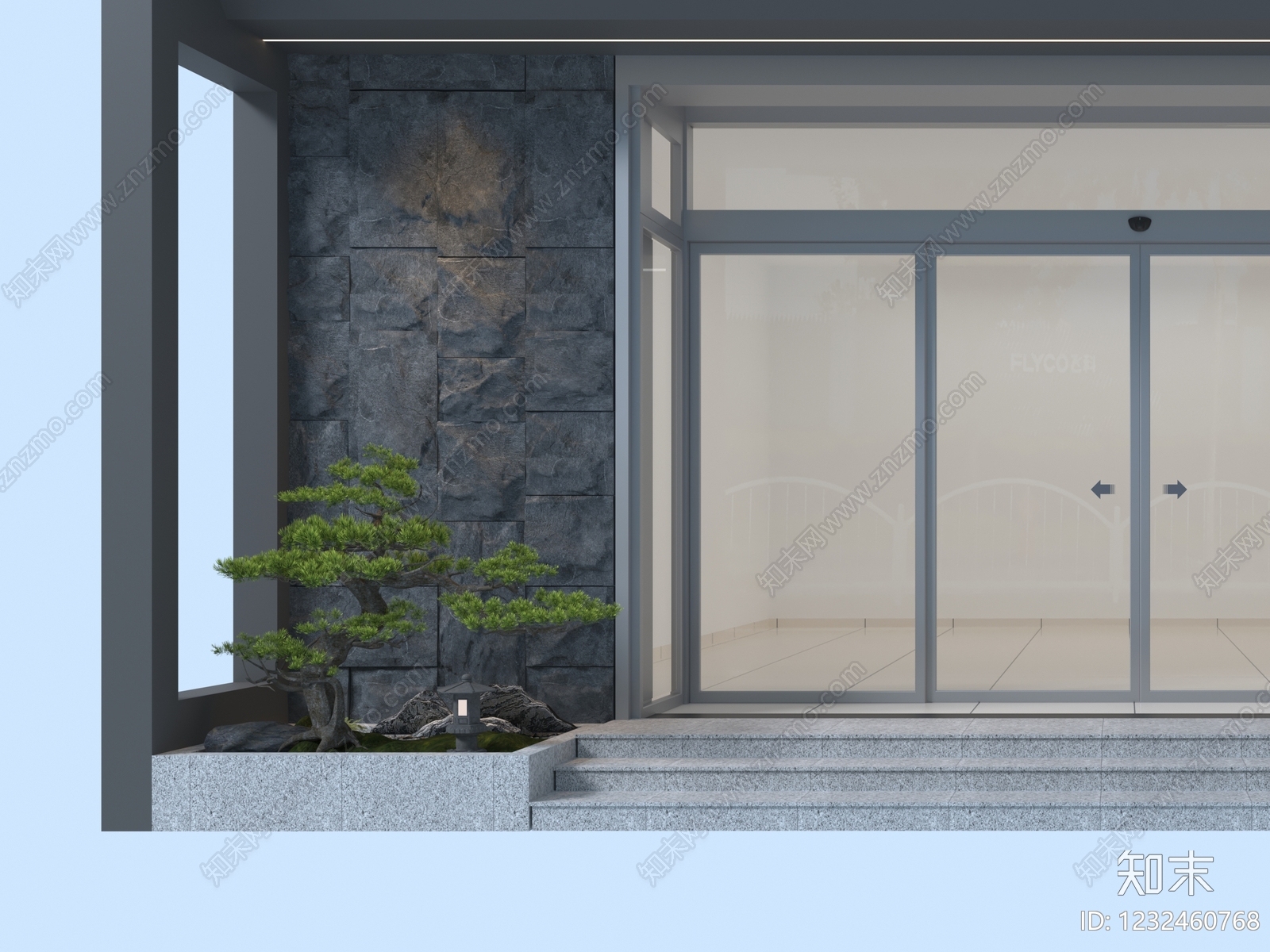新中式感应门3D模型下载【ID:1232460768】