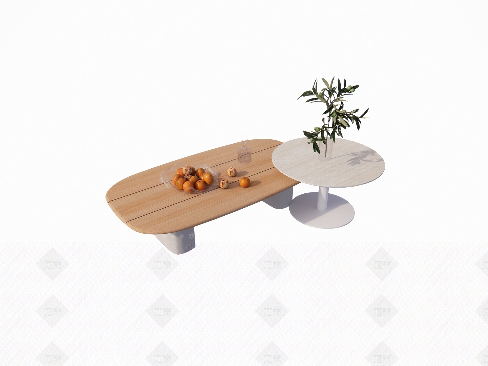 原木风餐桌SU模型草图