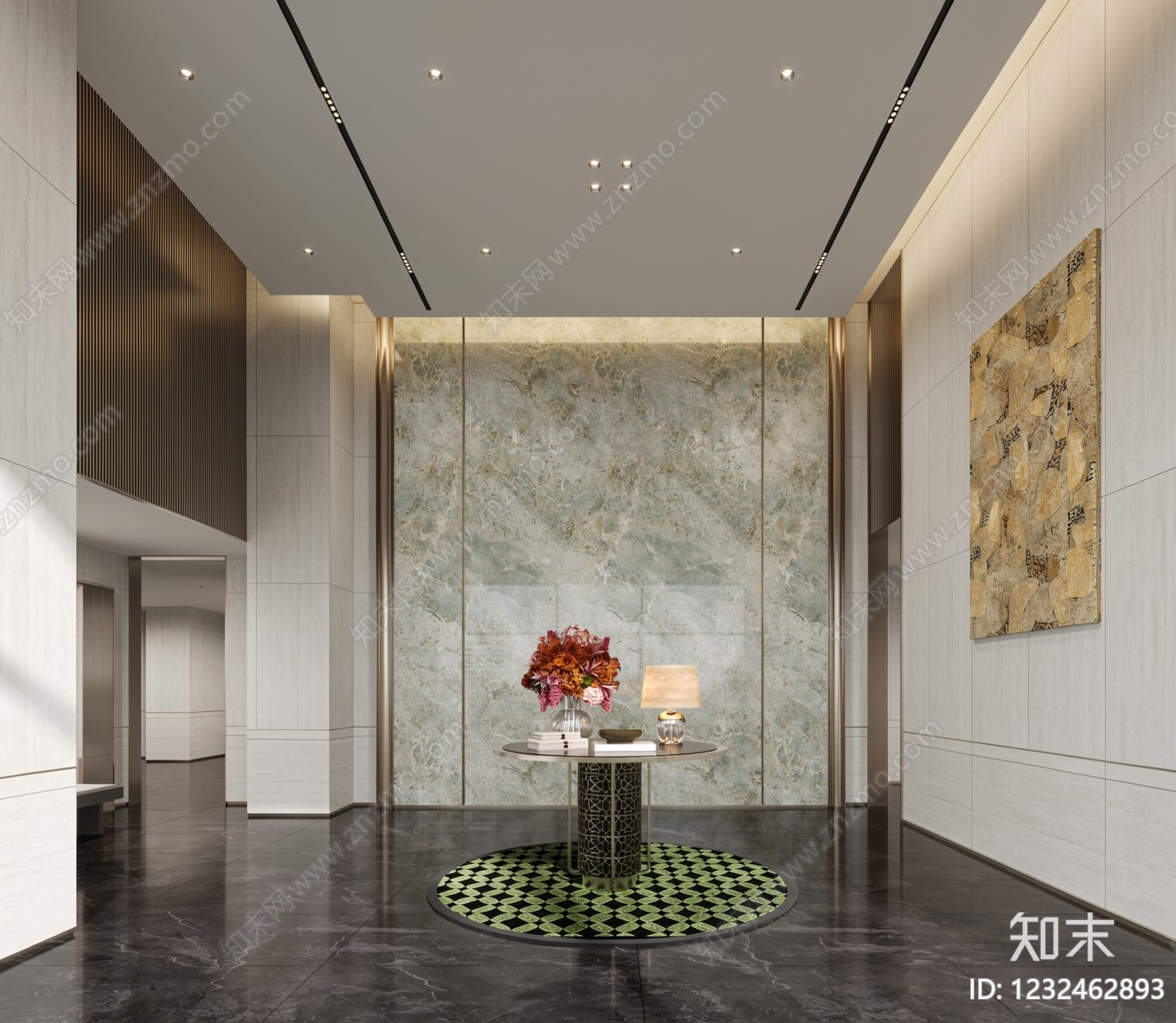 轻奢电梯厅SU模型下载【ID:1232462893】
