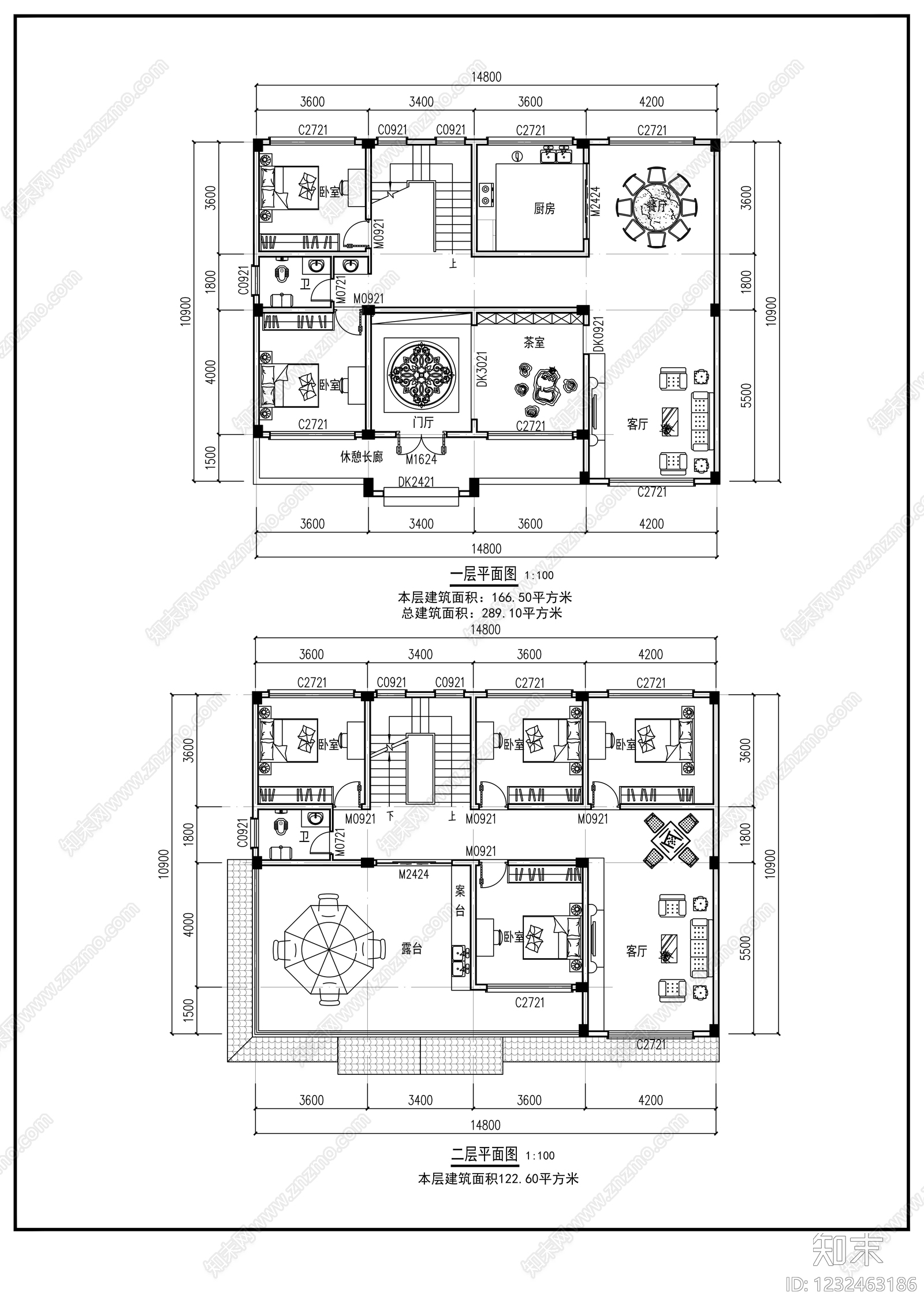 别墅建筑cad施工图下载【ID:1232463186】