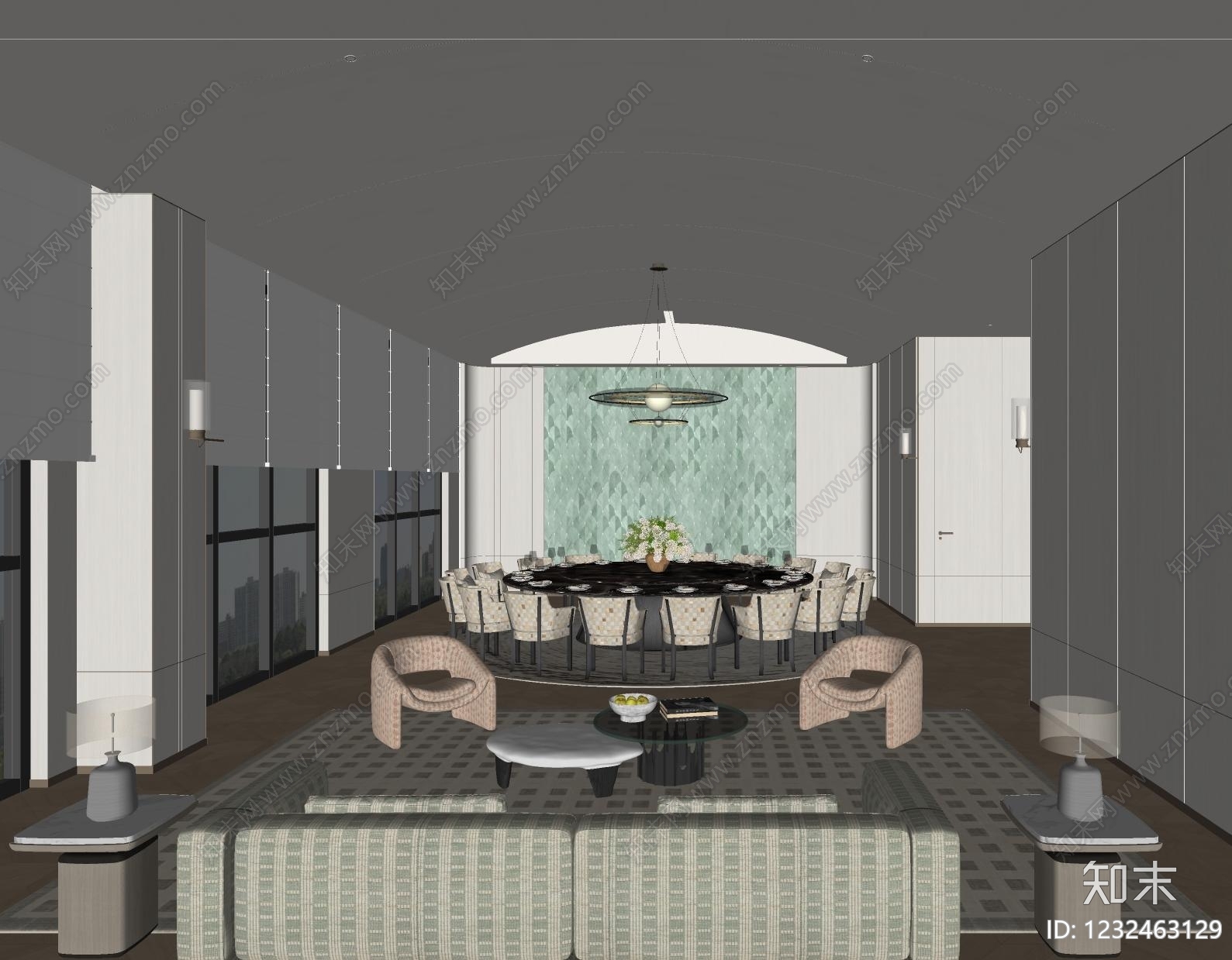 现代简约包厢SU模型下载【ID:1232463129】