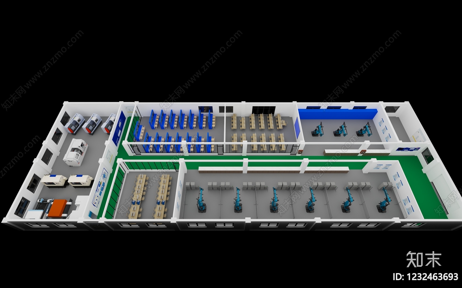 现代简约生产车间3D模型下载【ID:1232463693】